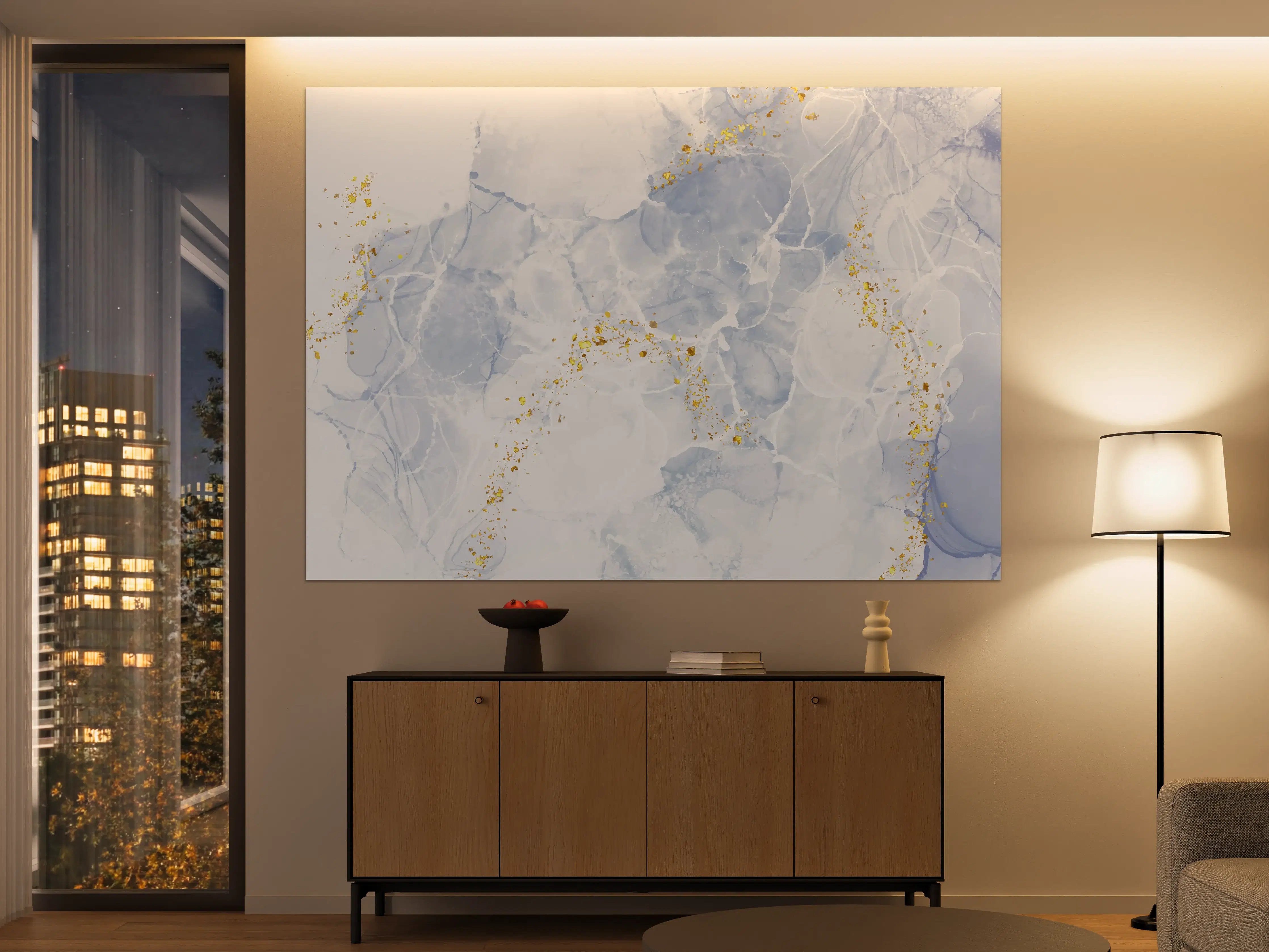 Große Wandbilder - Elegante Weiß-Goldene Glitzer Textur