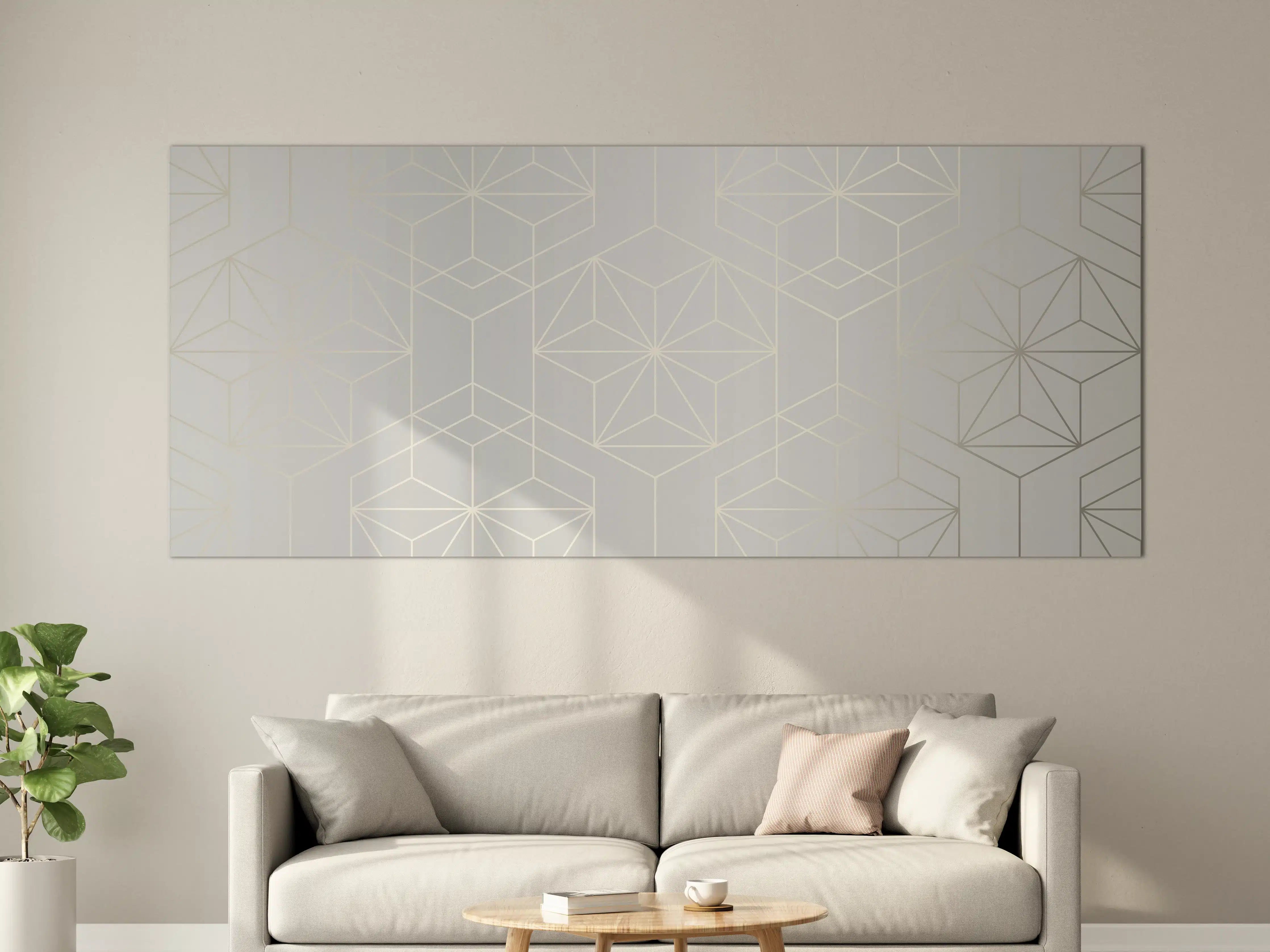 Große Wandbilder - Elegante Weiß-Grau-Geometrie