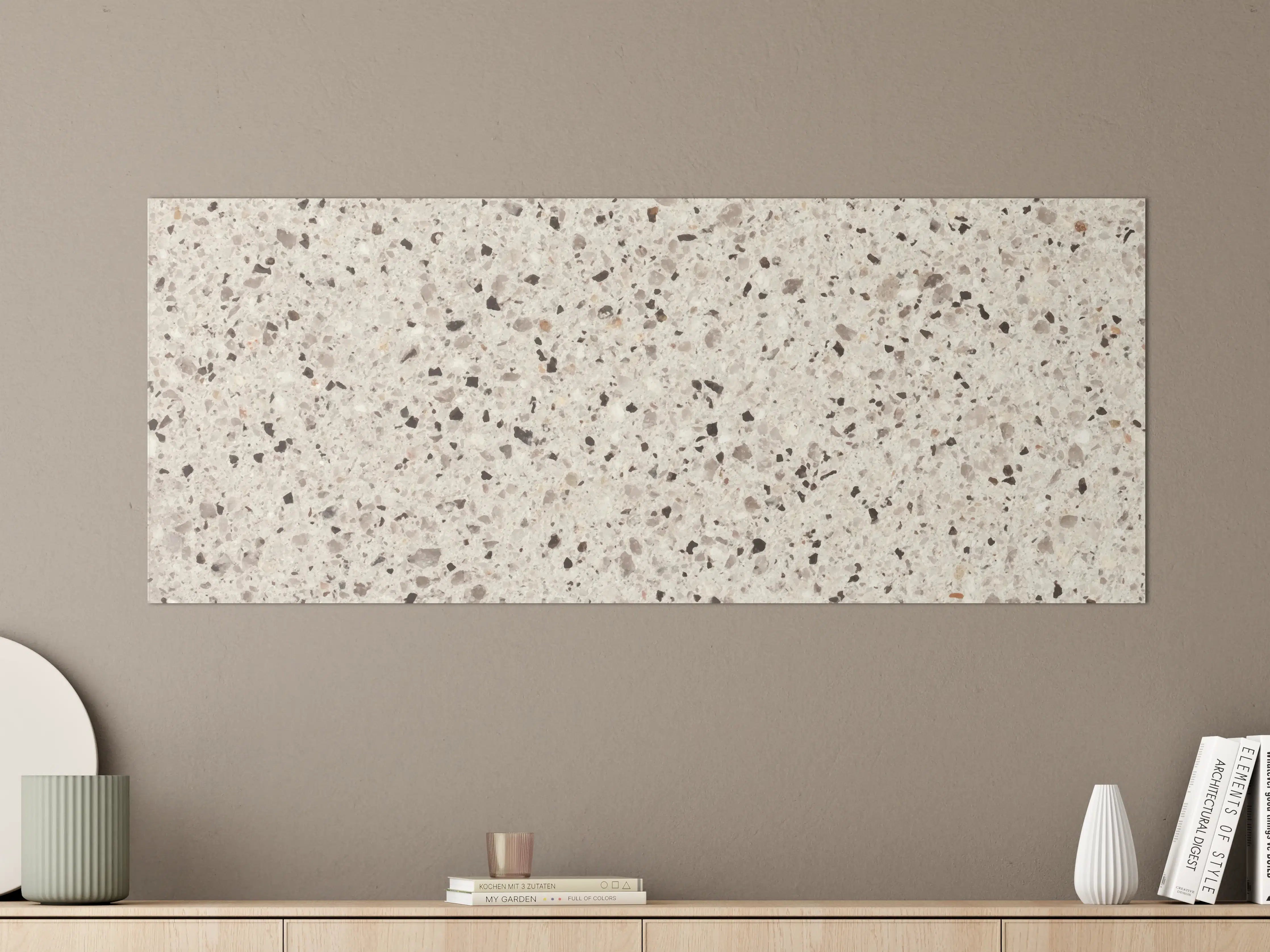 Große Wandbilder - Elegante Weiß-Grau Terrazzo-Optik