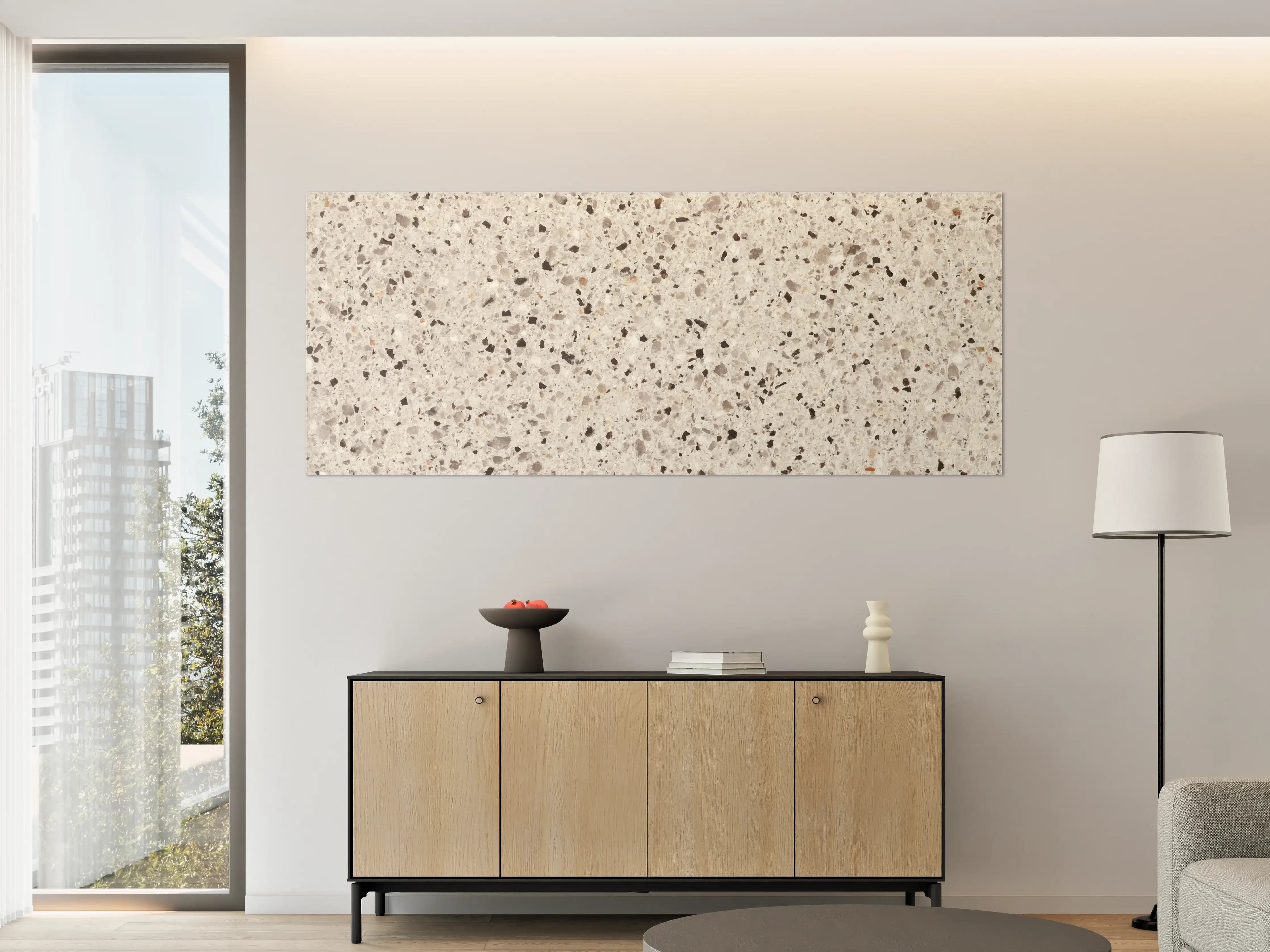 Große Wandbilder - Elegante Weiß-Grau Terrazzo-Optik