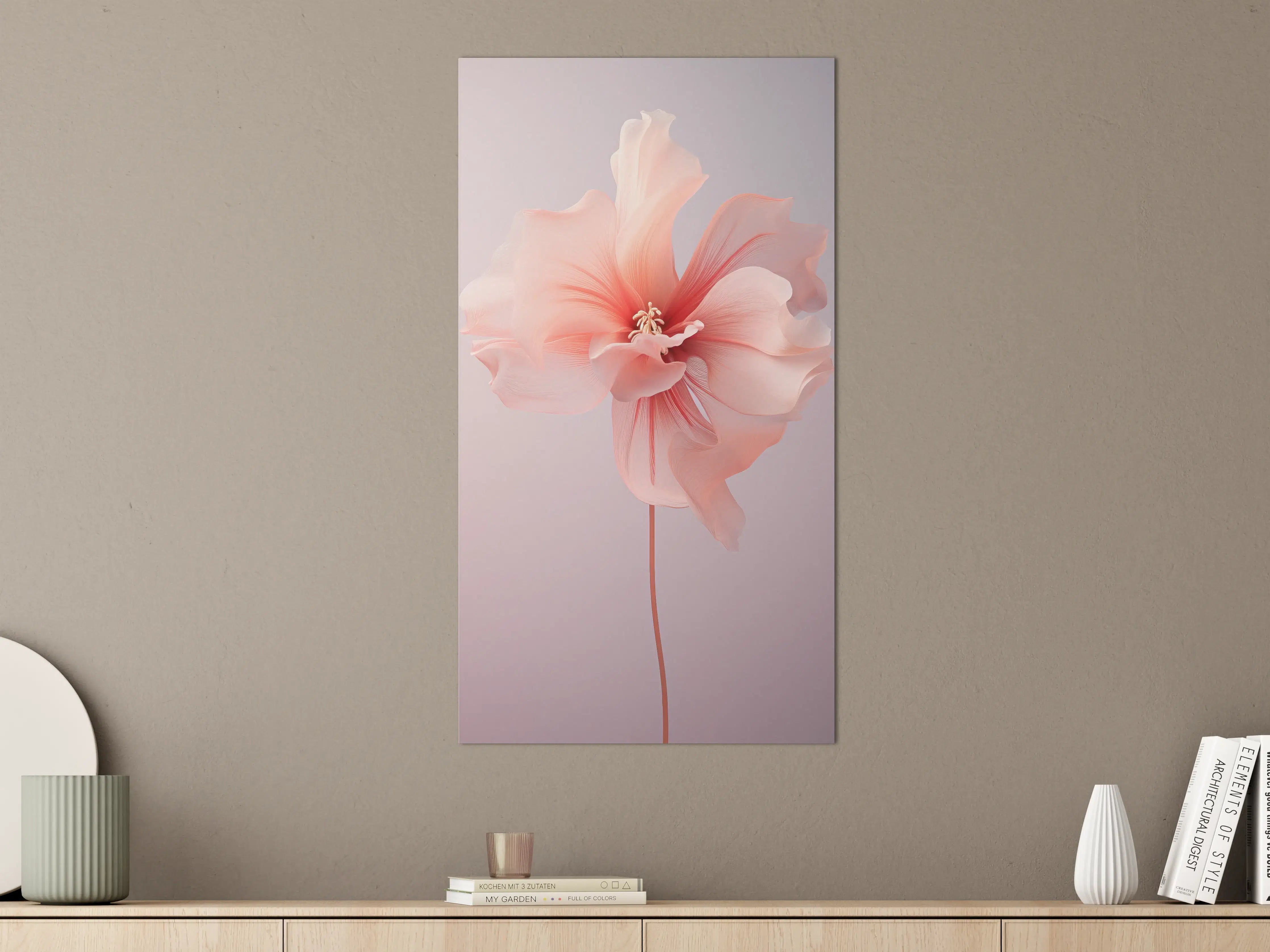 Große Wandbilder - Elegante rosa Blume mit zarten, geschwungenen Blütenblättern