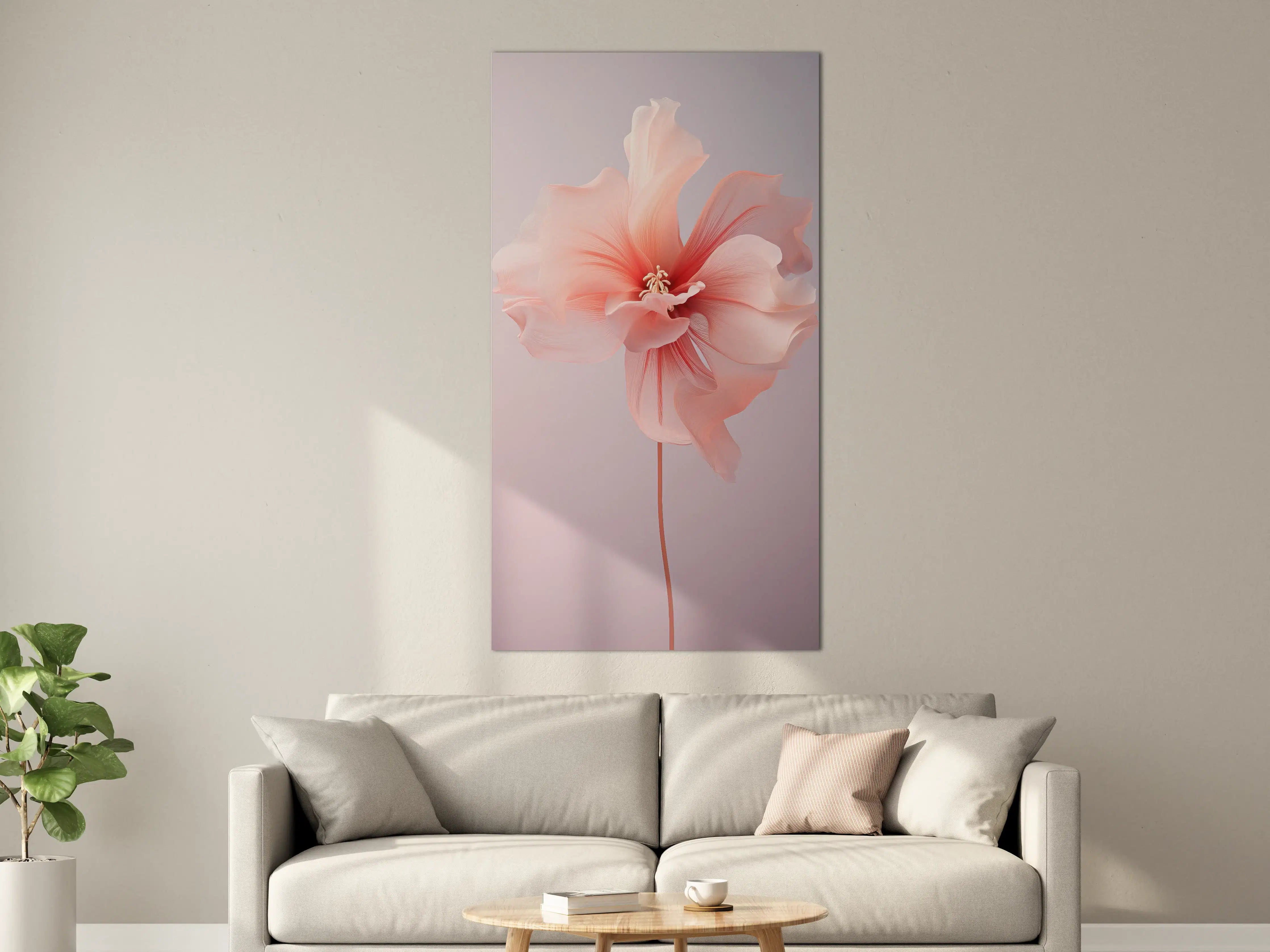 Große Wandbilder - Elegante rosa Blume mit zarten, geschwungenen Blütenblättern