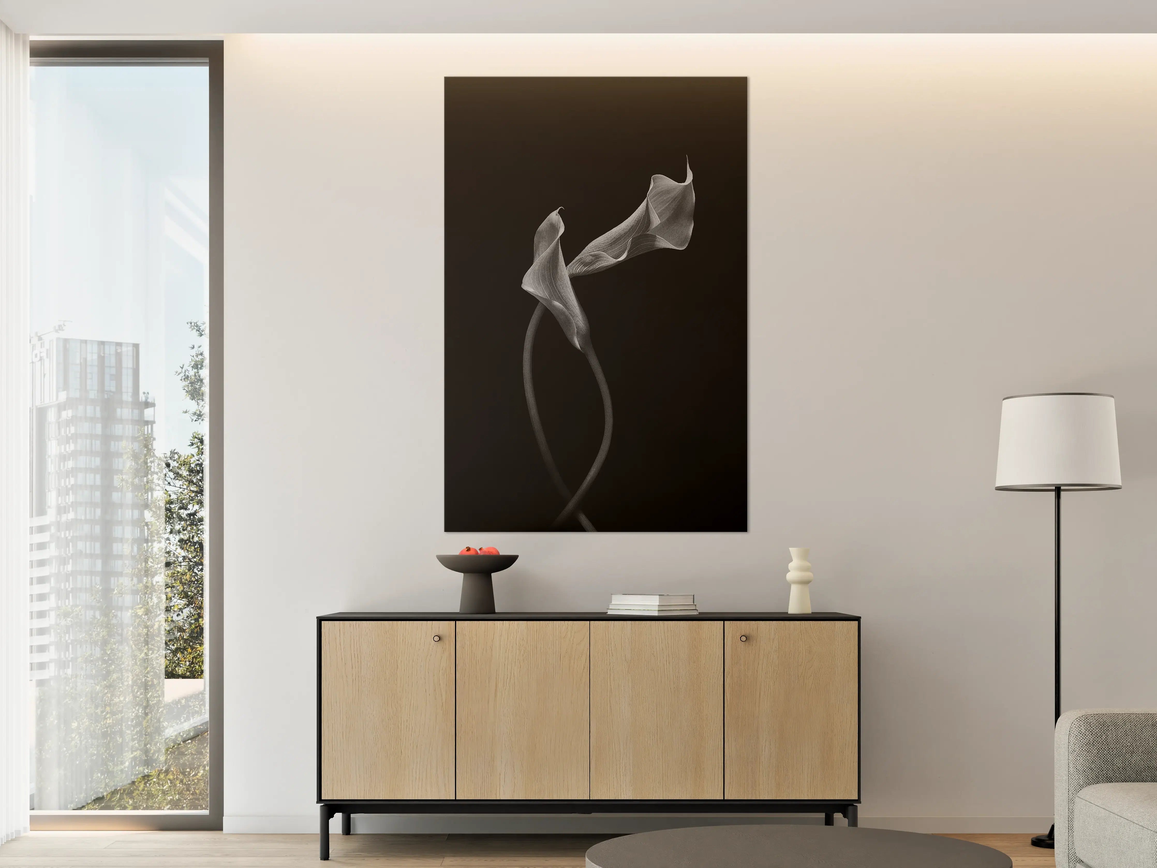 Große Wandbilder - Elegante schwarze Calla-Blume in Schwarzweiß