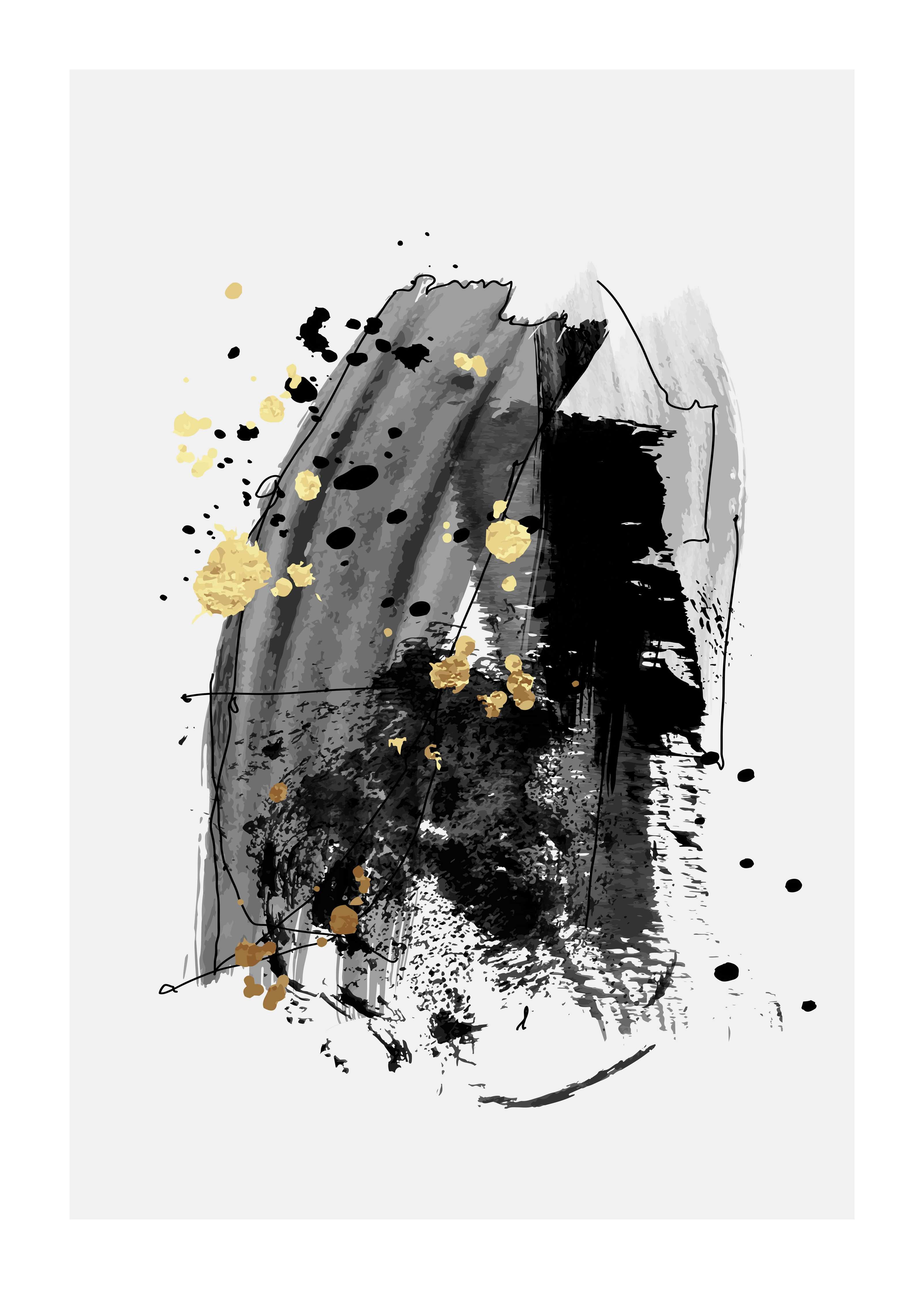 Große Wandbilder-Elegante schwarze und goldene Aquarell-Expression