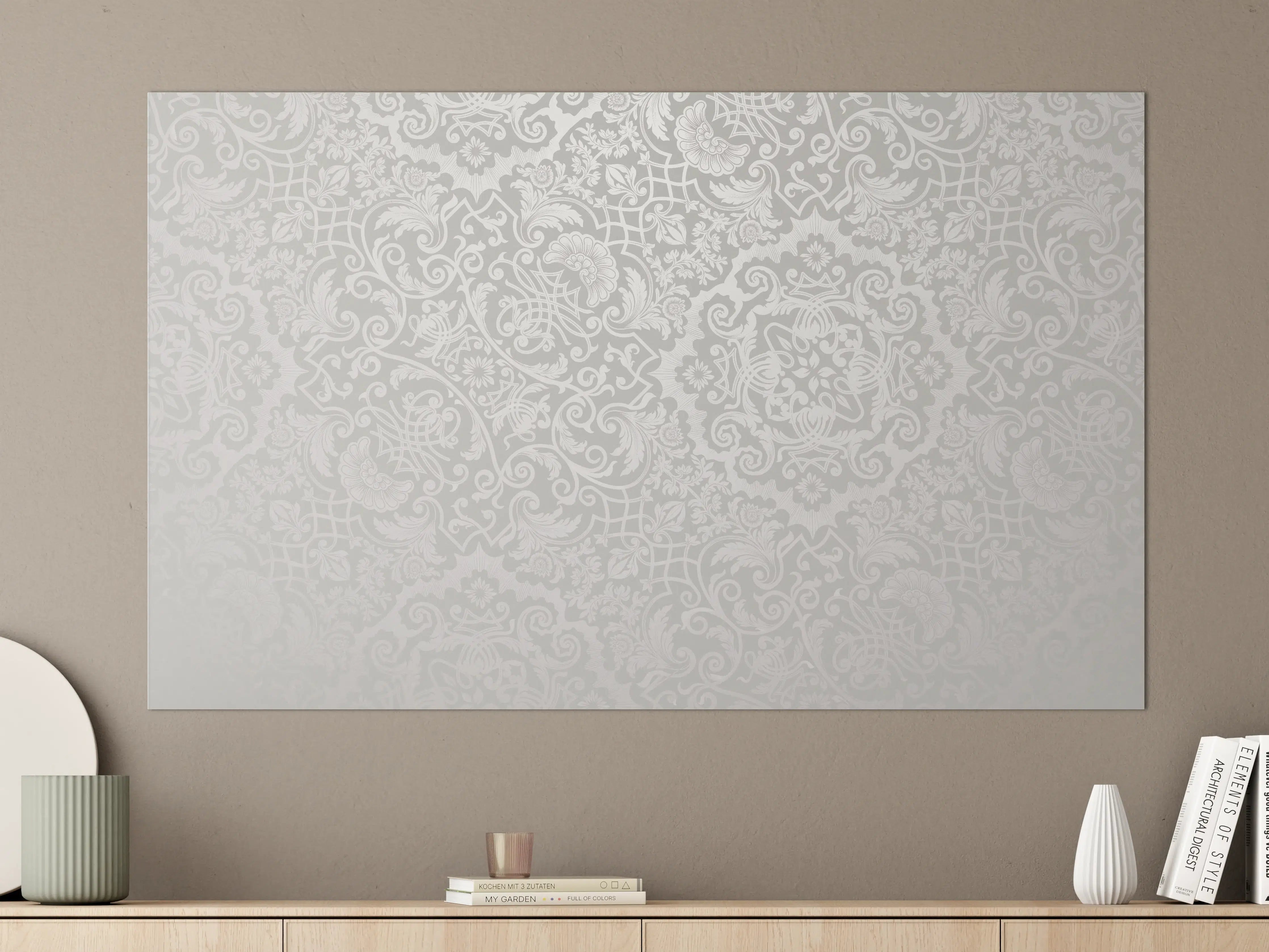 Große Wandbilder - Elegante weiß-graue Tapetenstruktur