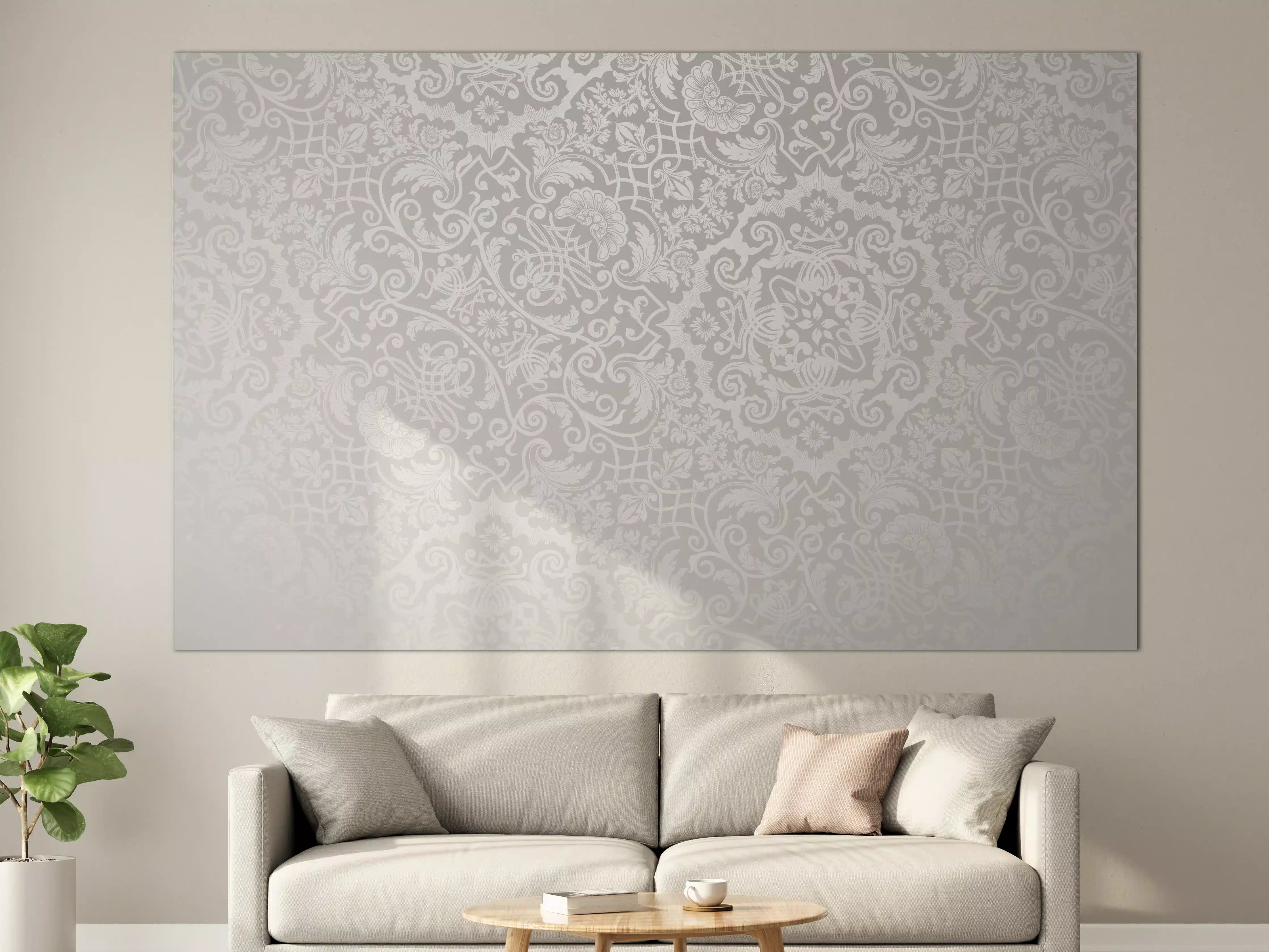 Große Wandbilder - Elegante weiß-graue Tapetenstruktur