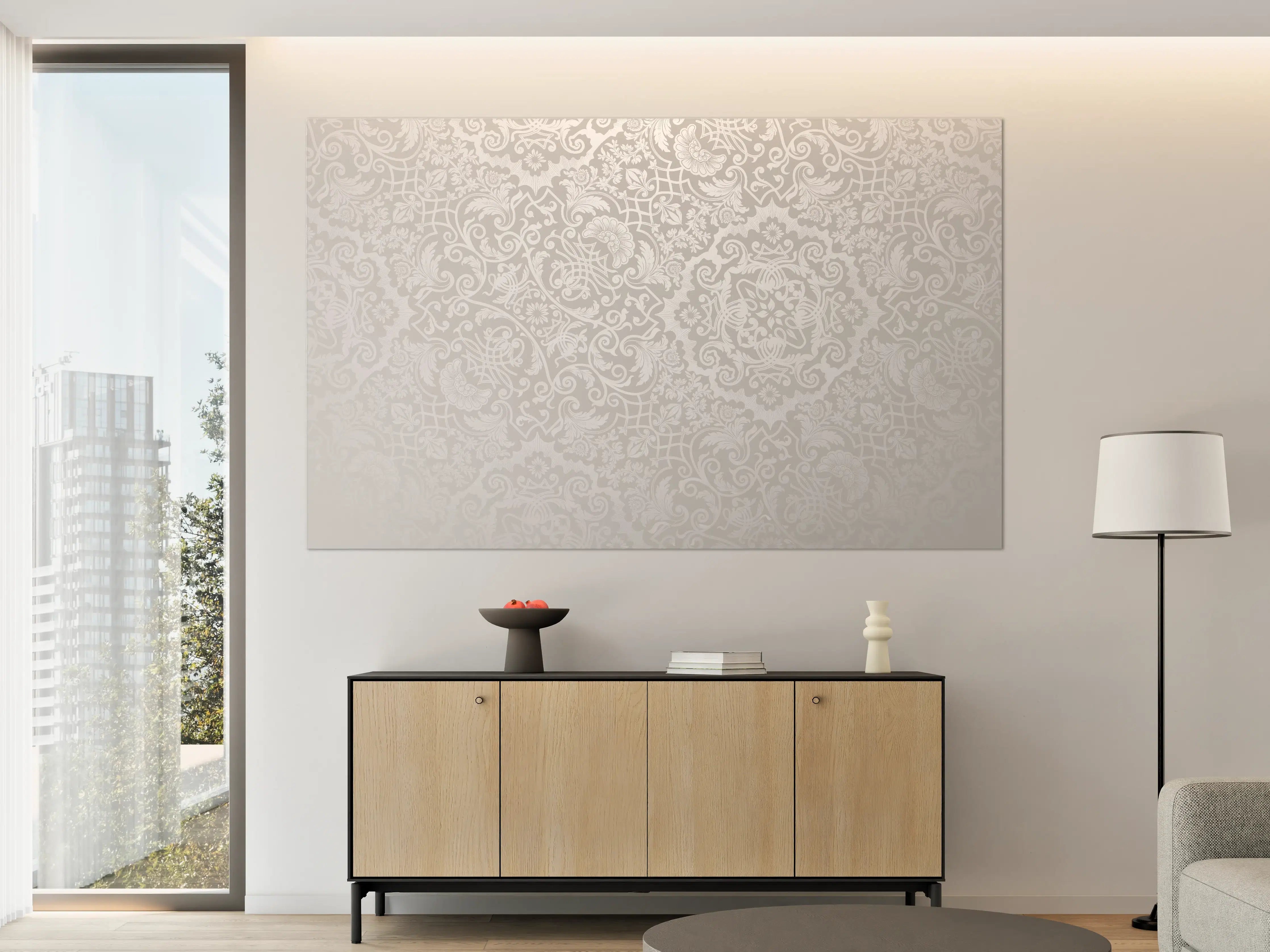 Große Wandbilder - Elegante weiß-graue Tapetenstruktur