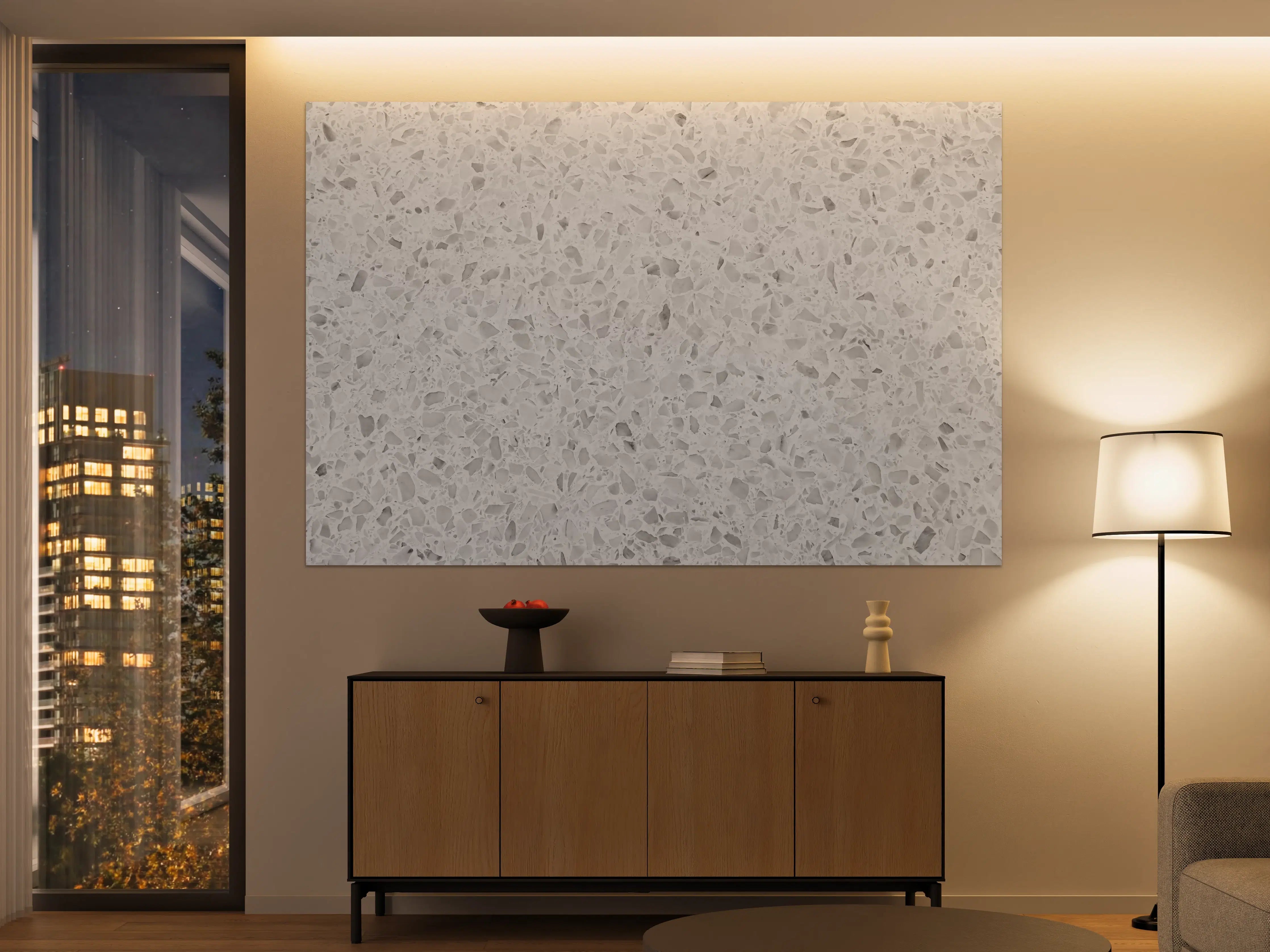 Große Wandbilder - Eleganter Weiβ-Grau Terrazzo