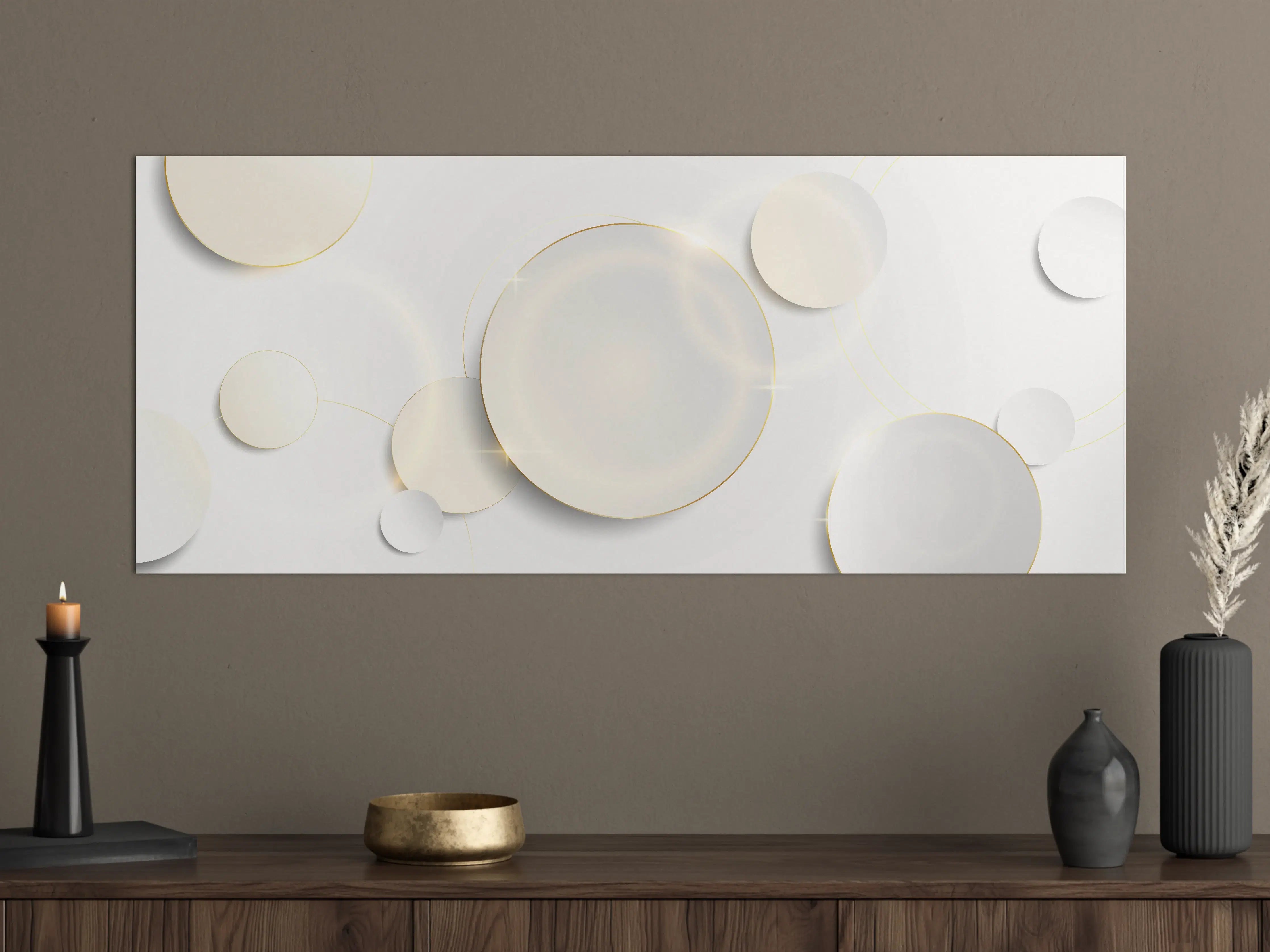 Große Wandbilder - Eleganter Weiß-Gold Hintergrund