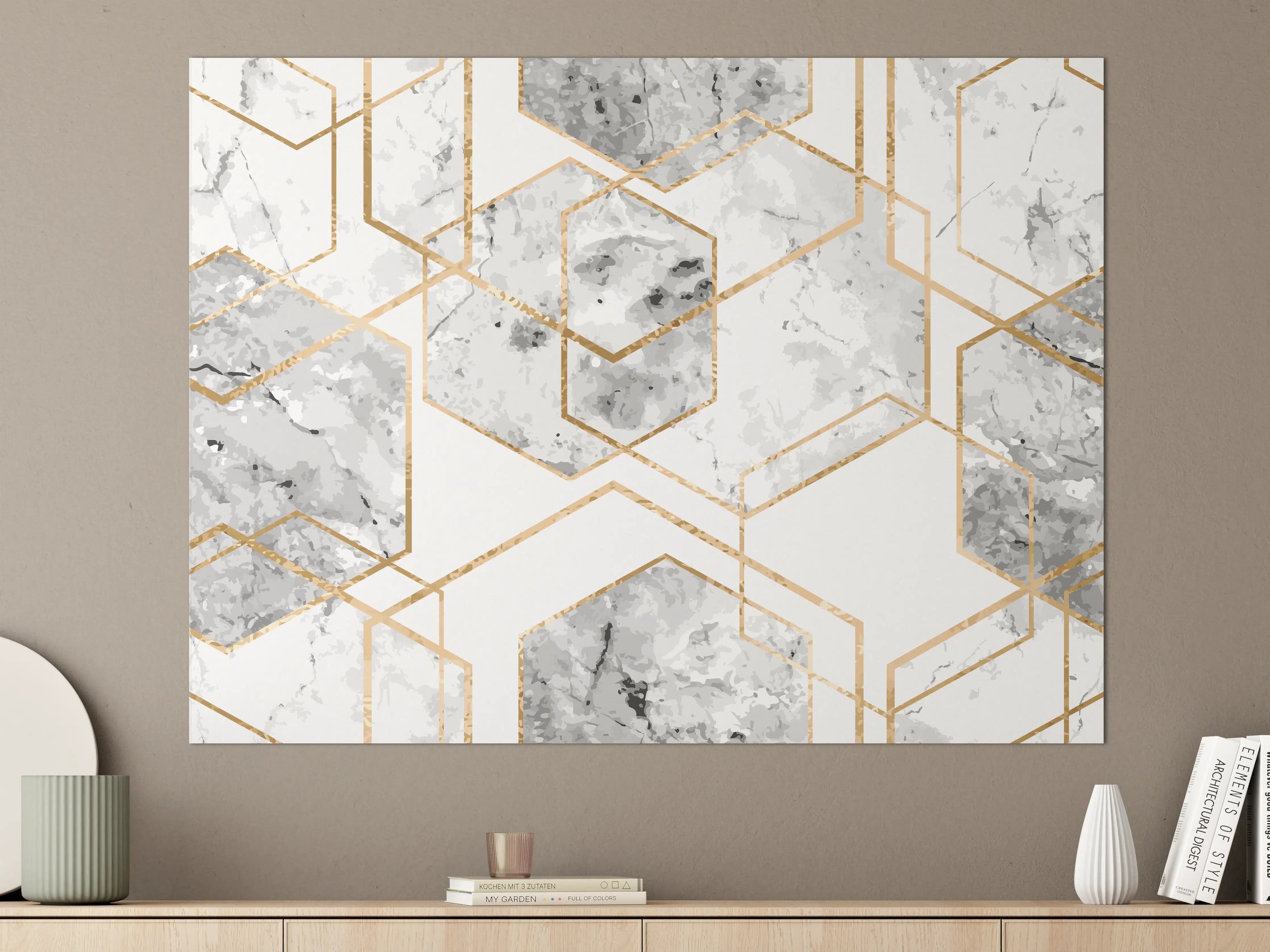 Große Wandbilder - Eleganter Weiß-Gold Marmor-Look