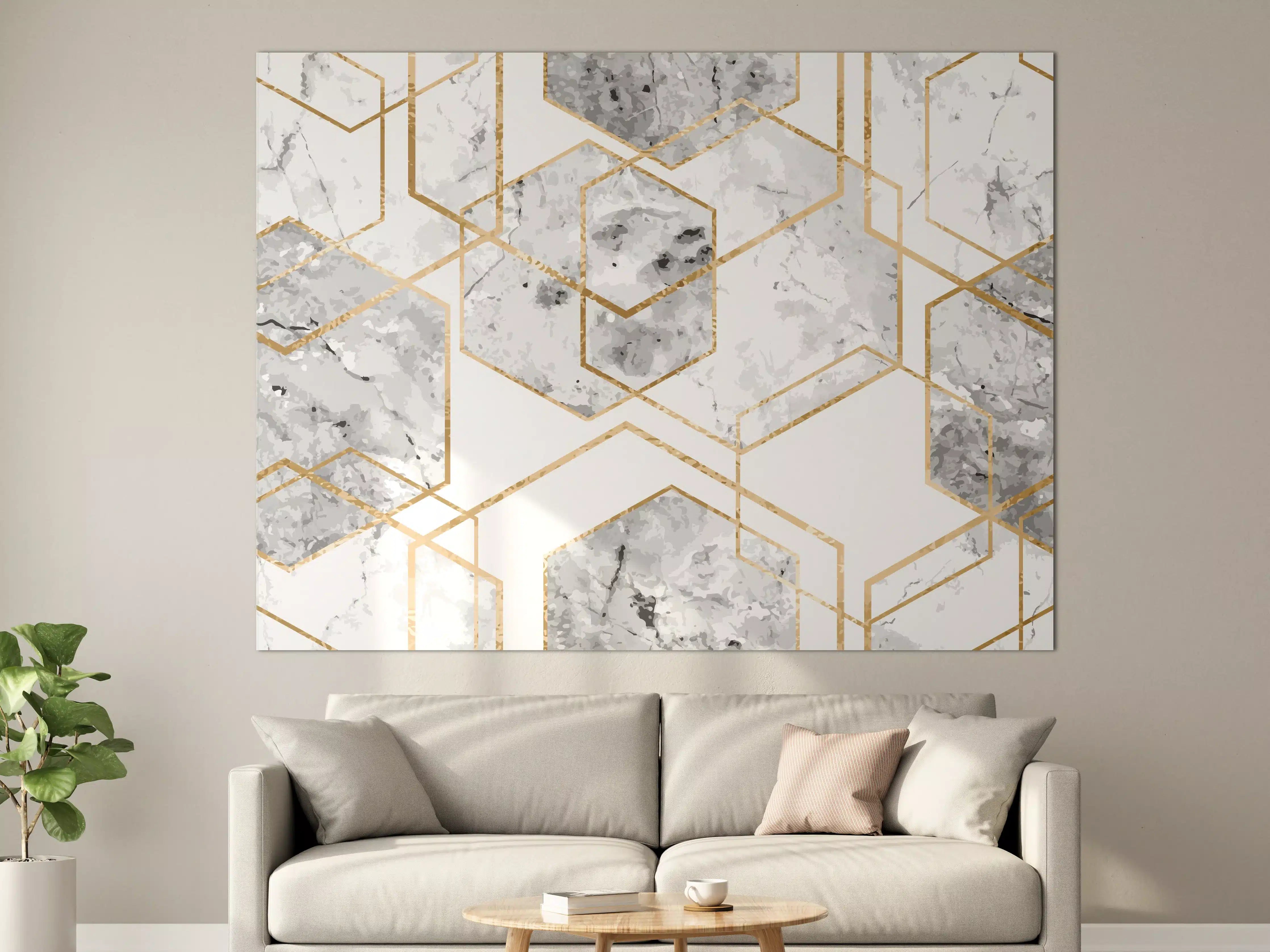 Große Wandbilder - Eleganter Weiß-Gold Marmor-Look