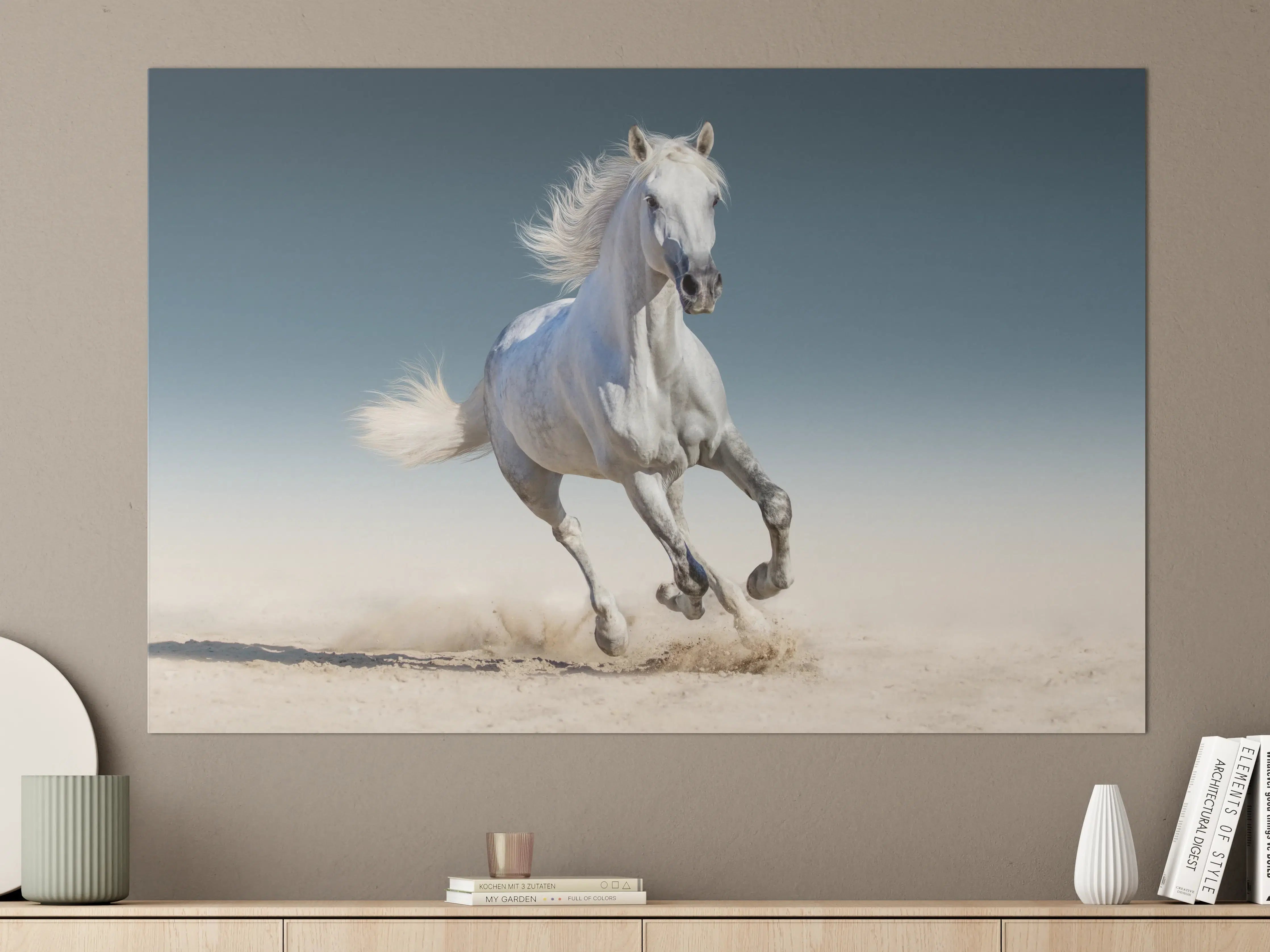 Große Wandbilder - Eleganter weißer Pferderitt