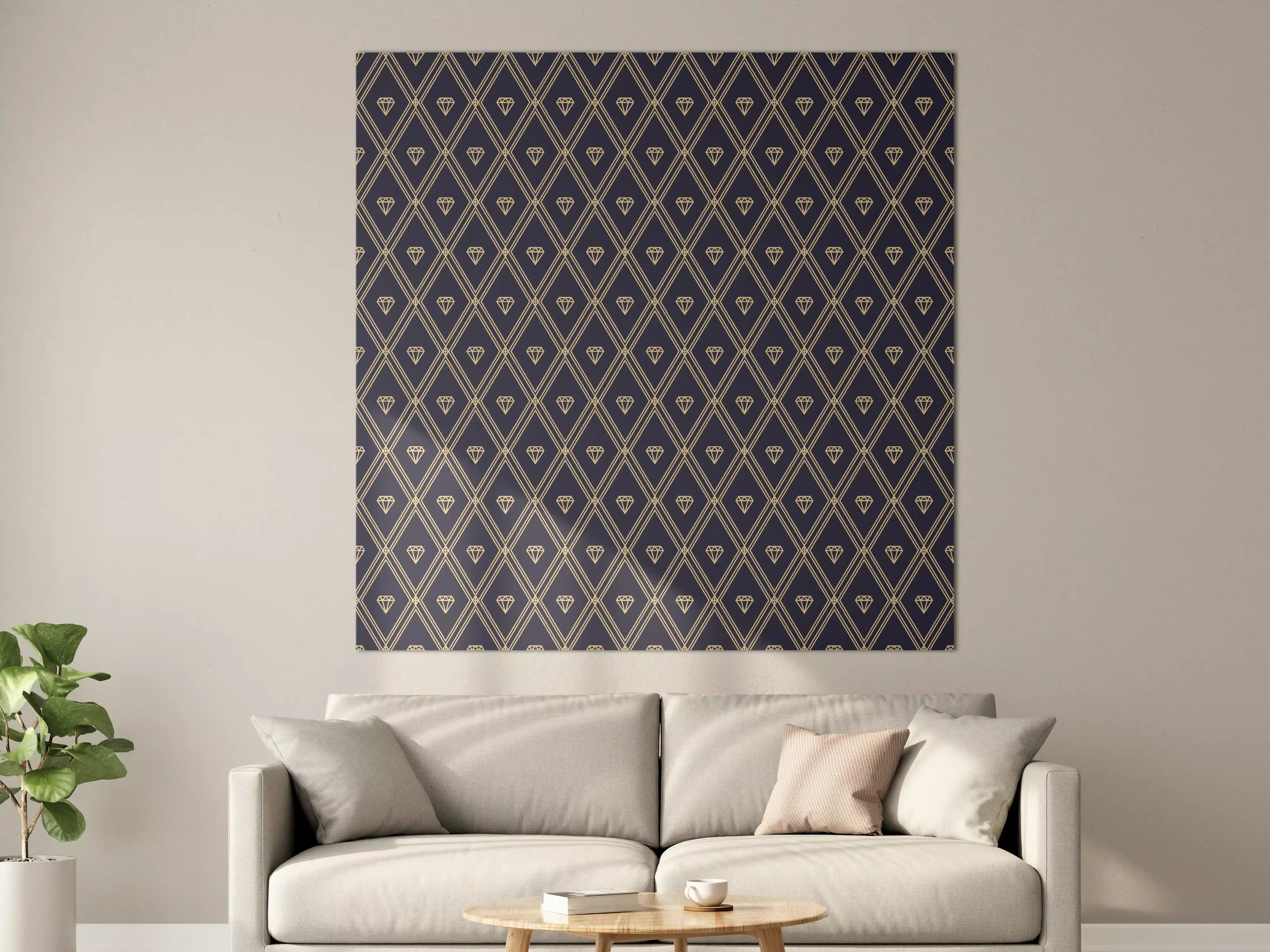 Große Wandbilder - Elegantes Dunkelblau Diagonalmuster