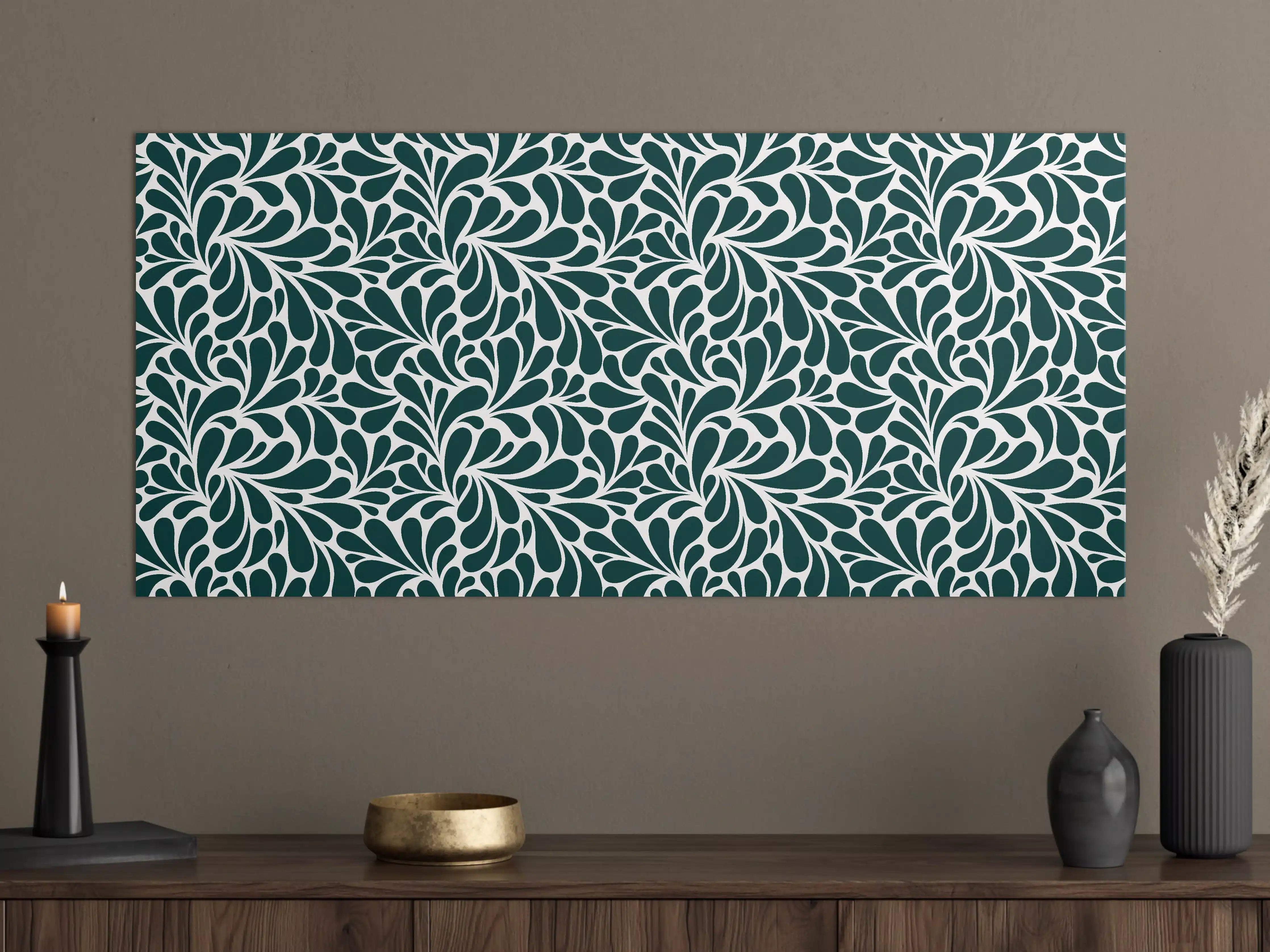 Große Wandbilder - Elegantes Dunkelblau-weiße Musterwandbild