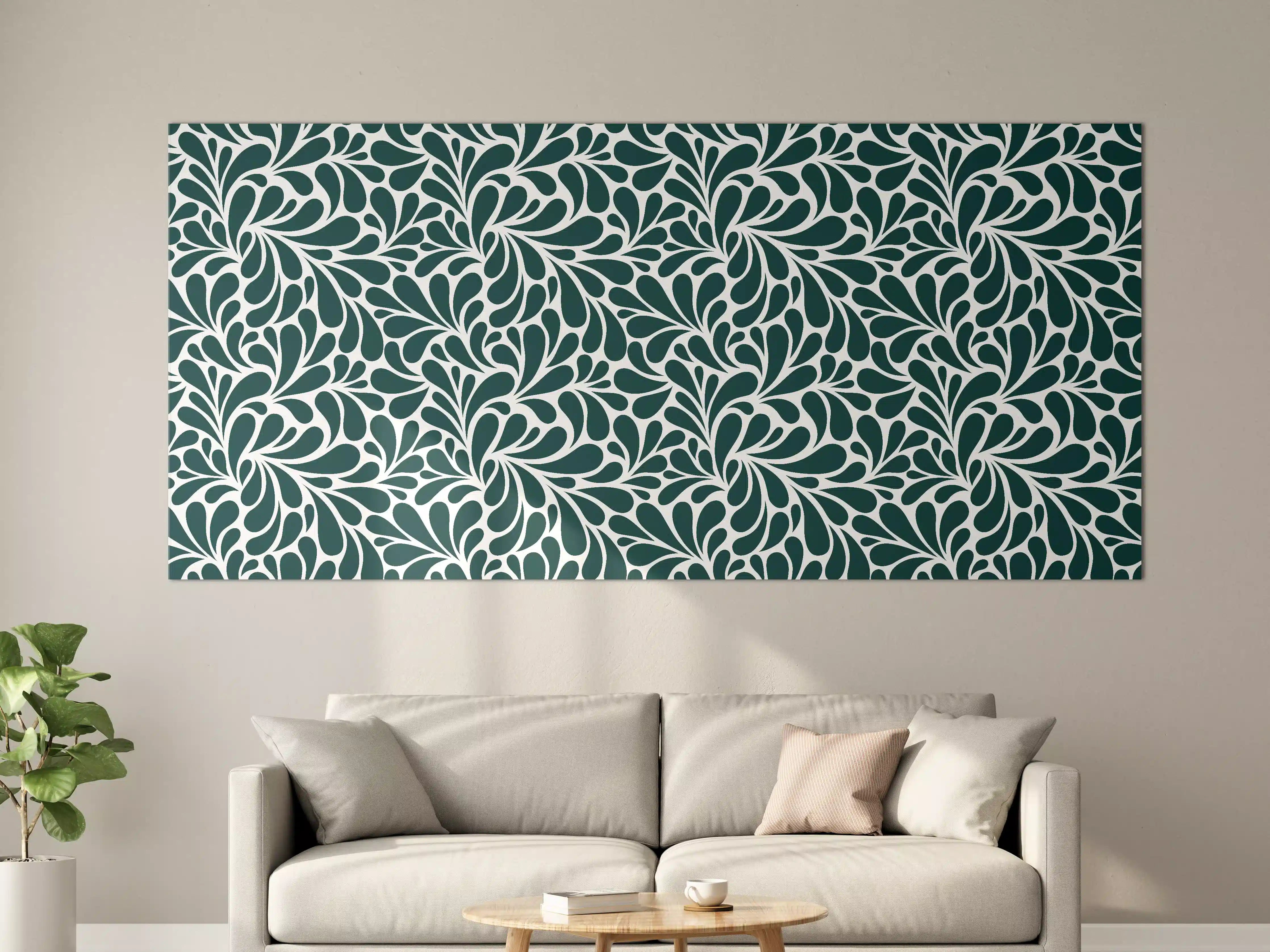 Große Wandbilder - Elegantes Dunkelblau-weiße Musterwandbild