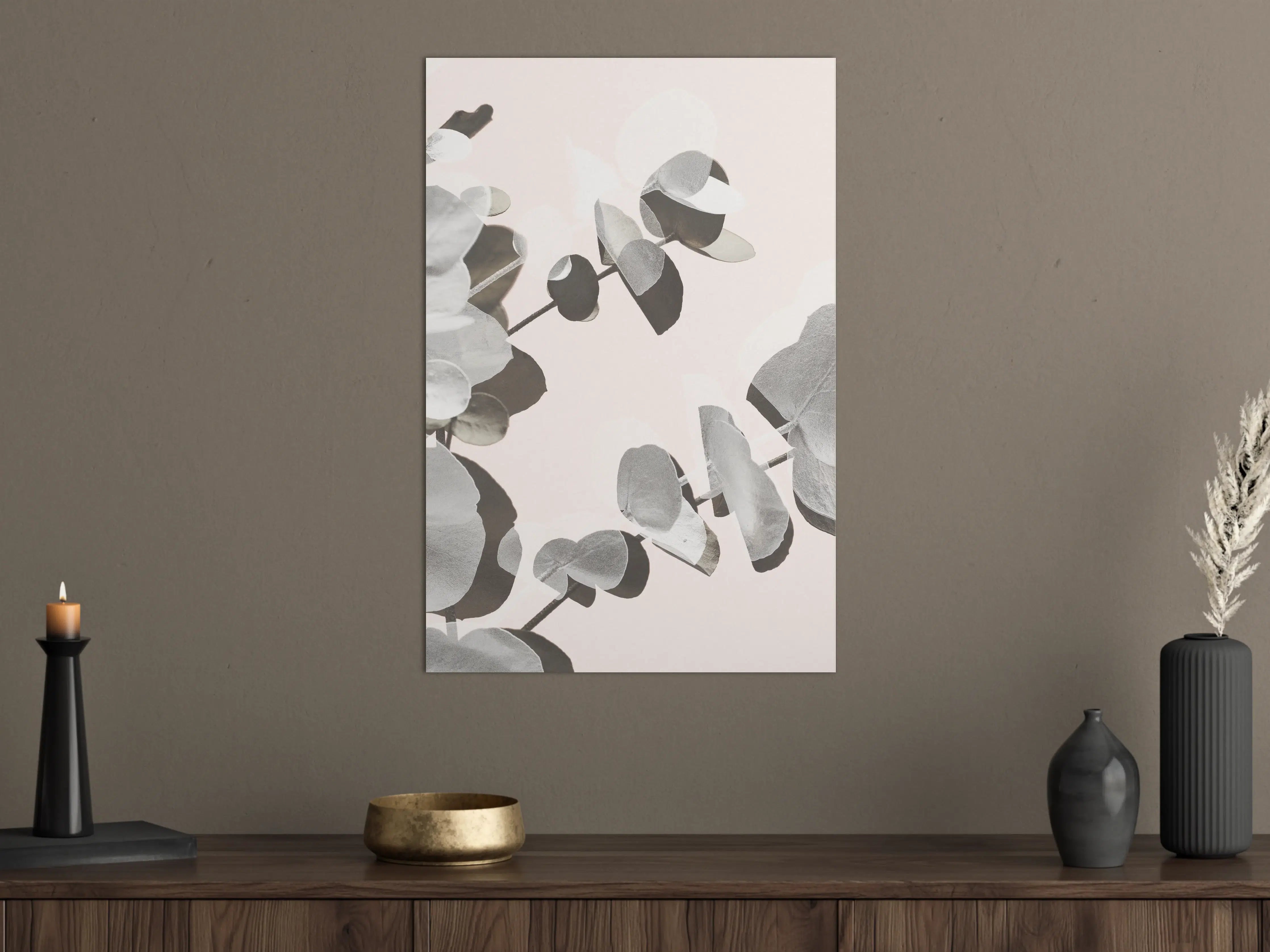Große Wandbilder - Elegantes Eukalyptus-Design in Grau