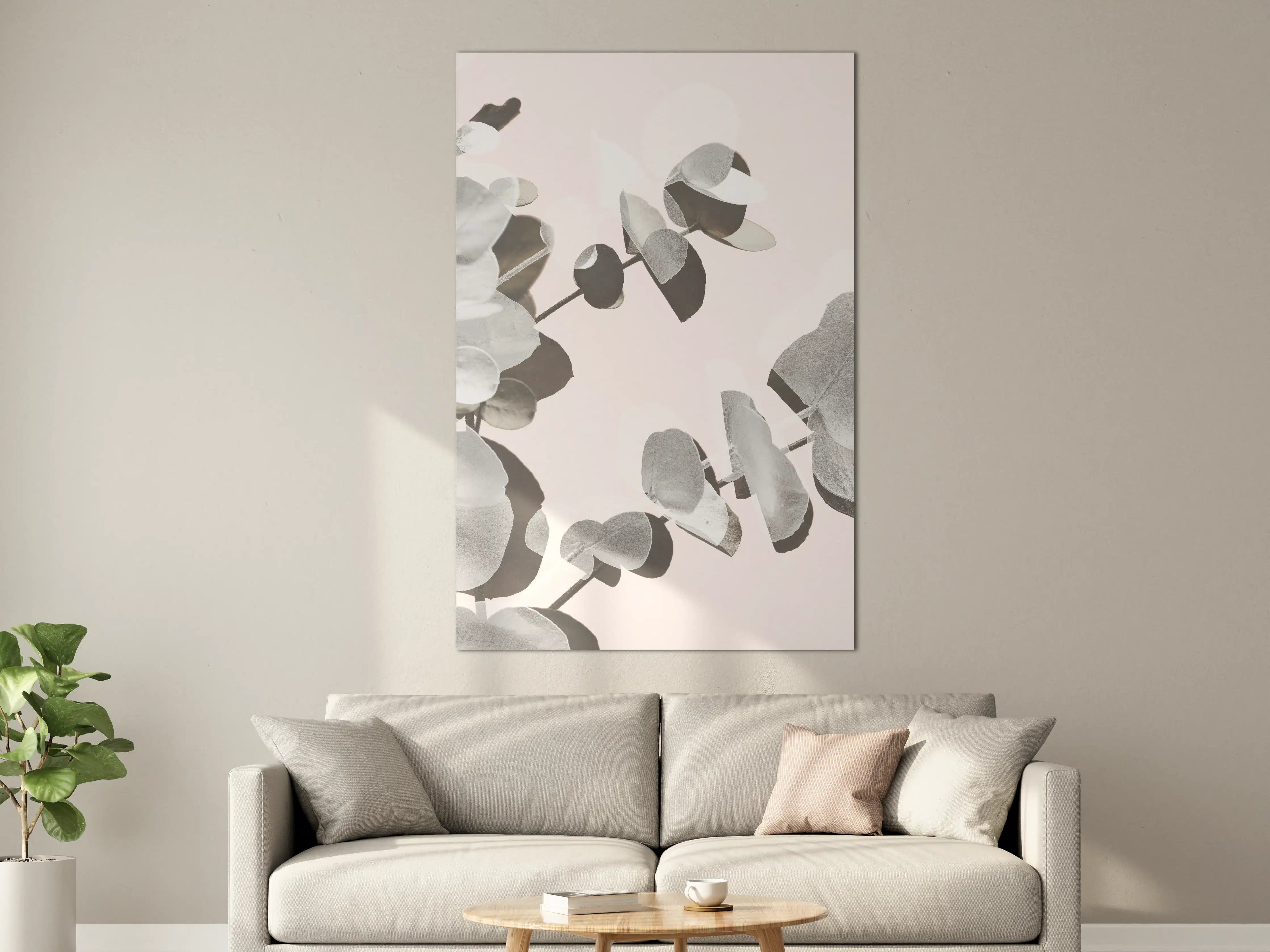 Große Wandbilder - Elegantes Eukalyptus-Design in Grau