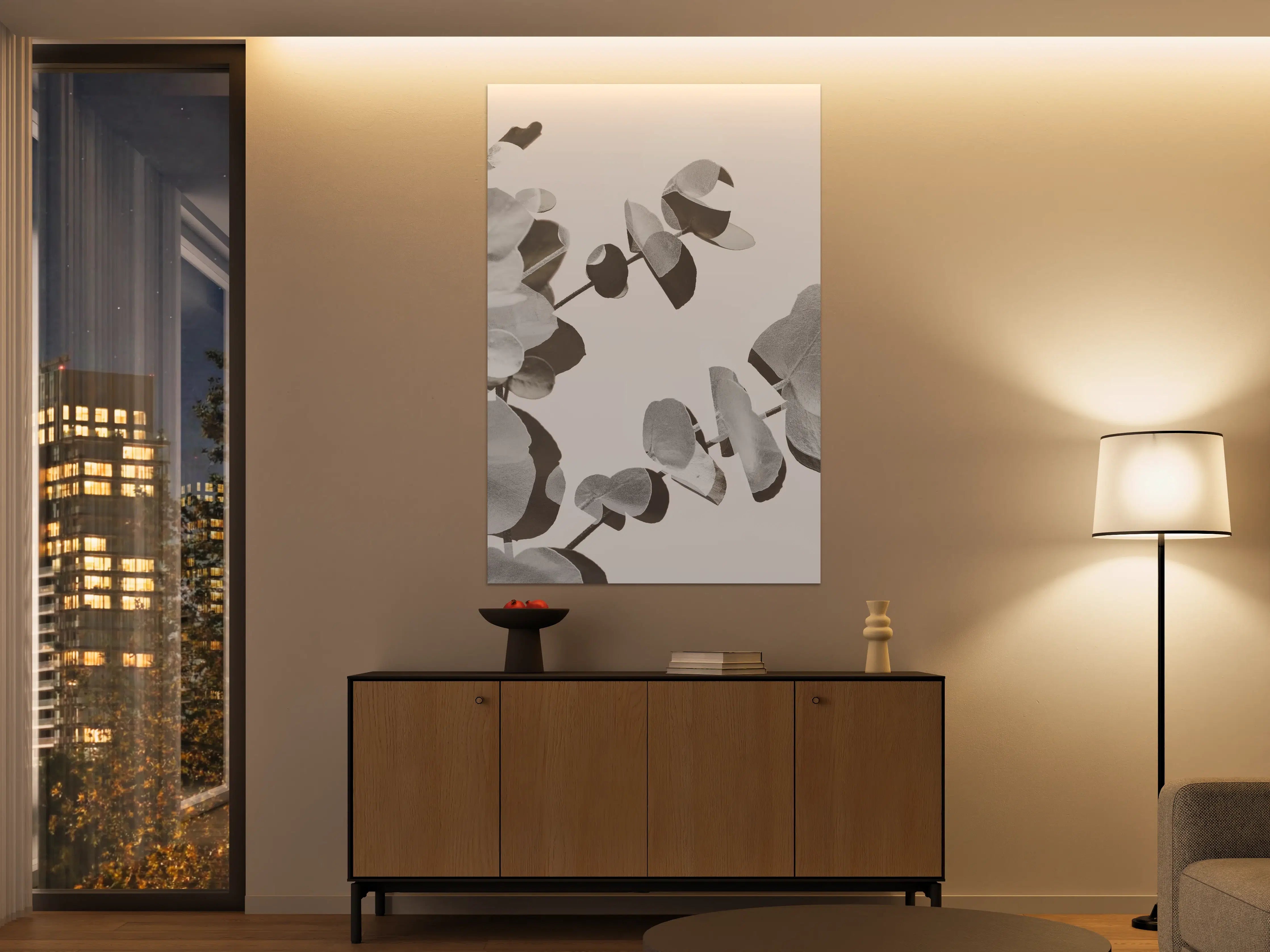 Große Wandbilder - Elegantes Eukalyptus-Design in Grau