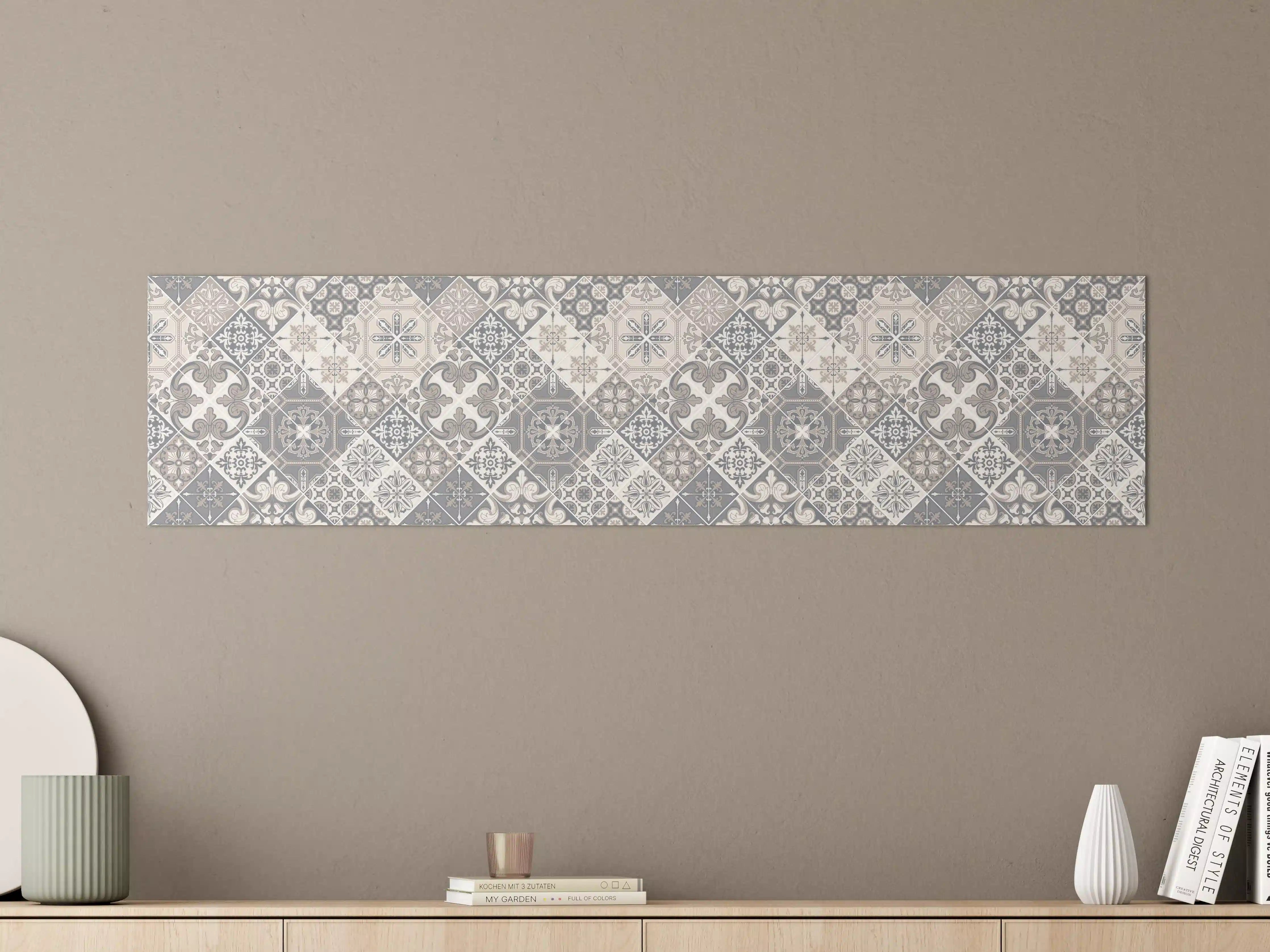 Große Wandbilder - Elegantes Grau-Weiß Mosaikmuster