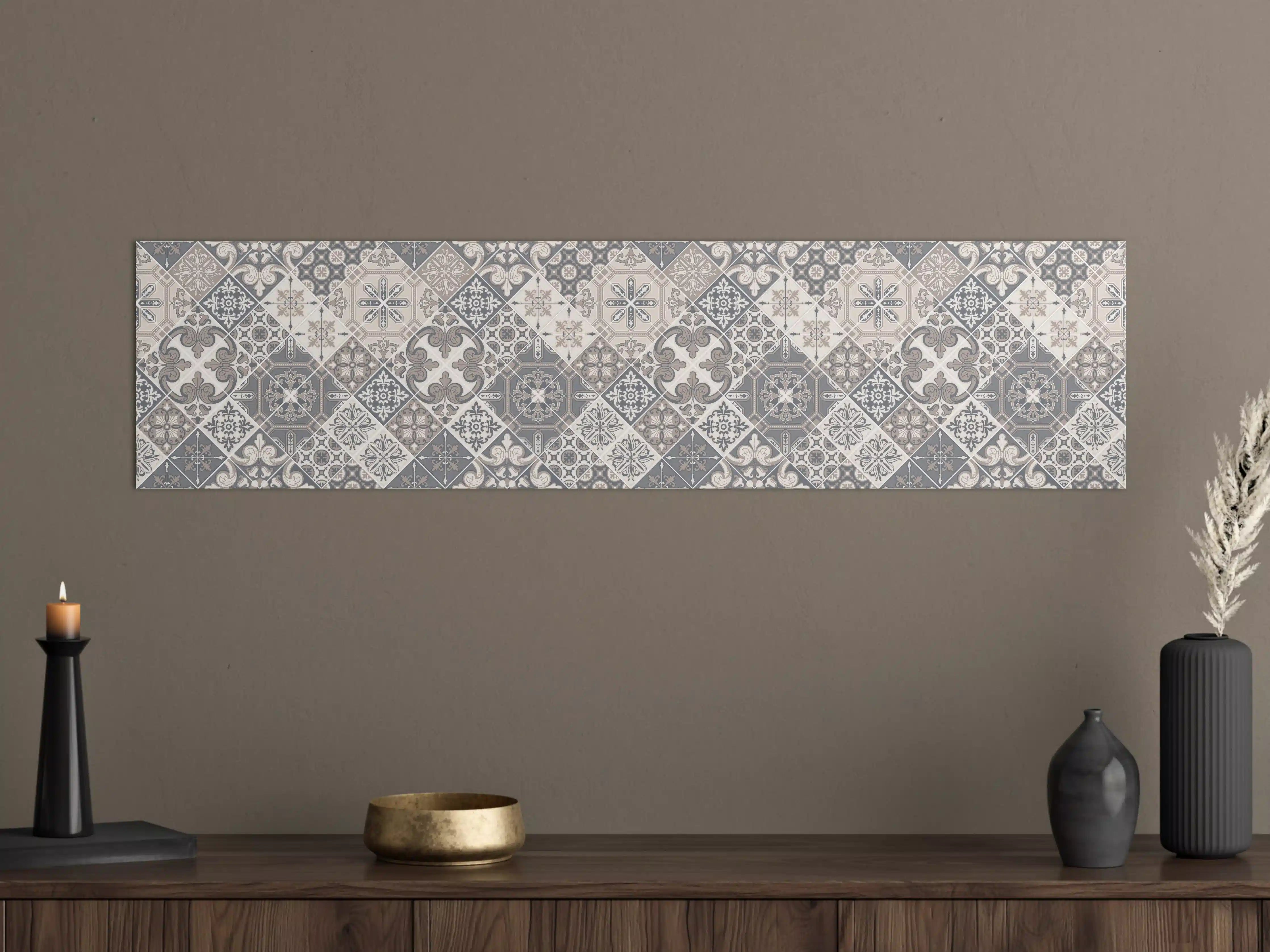 Große Wandbilder - Elegantes Grau-Weiß Mosaikmuster
