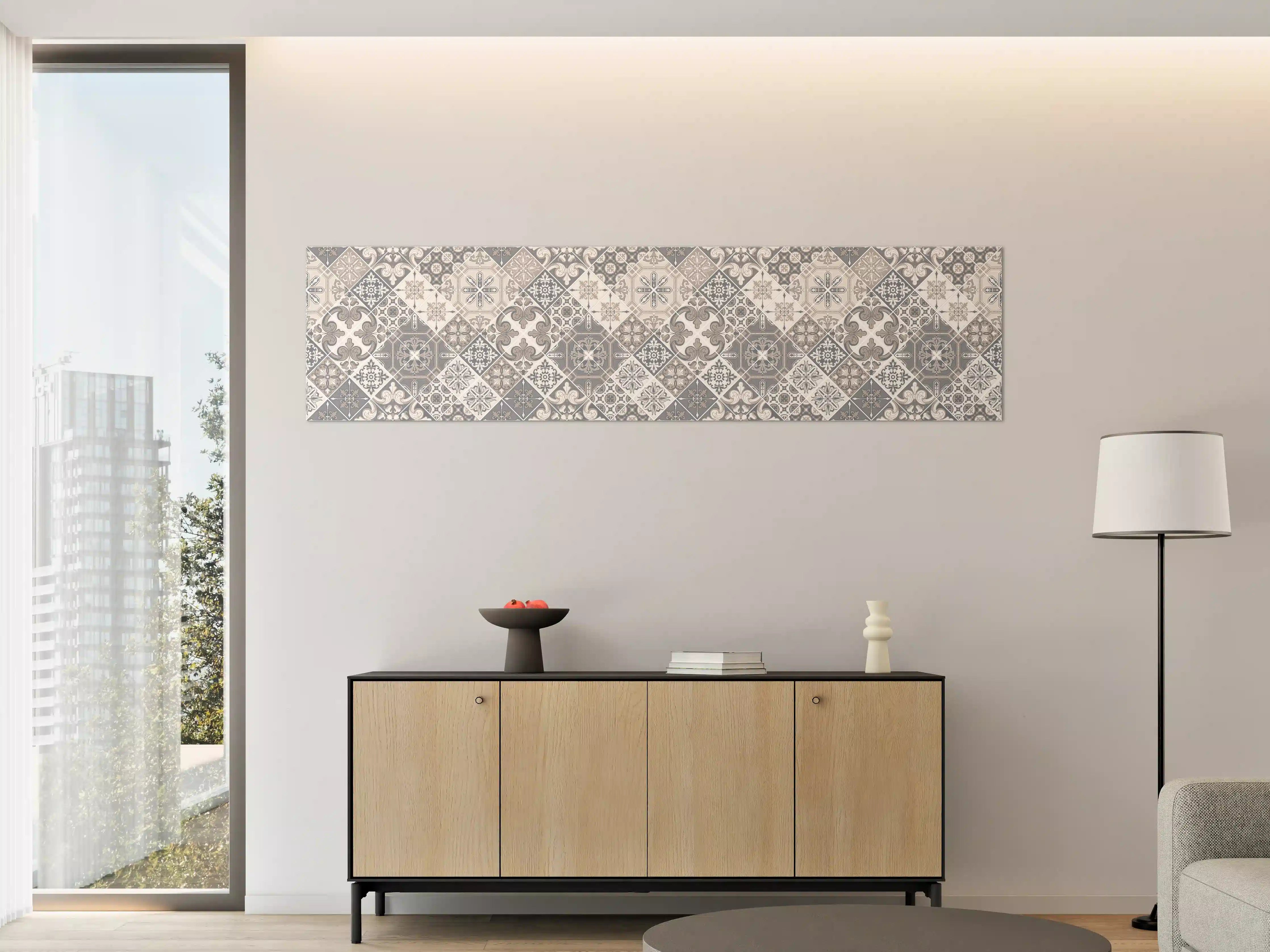 Große Wandbilder - Elegantes Grau-Weiß Mosaikmuster