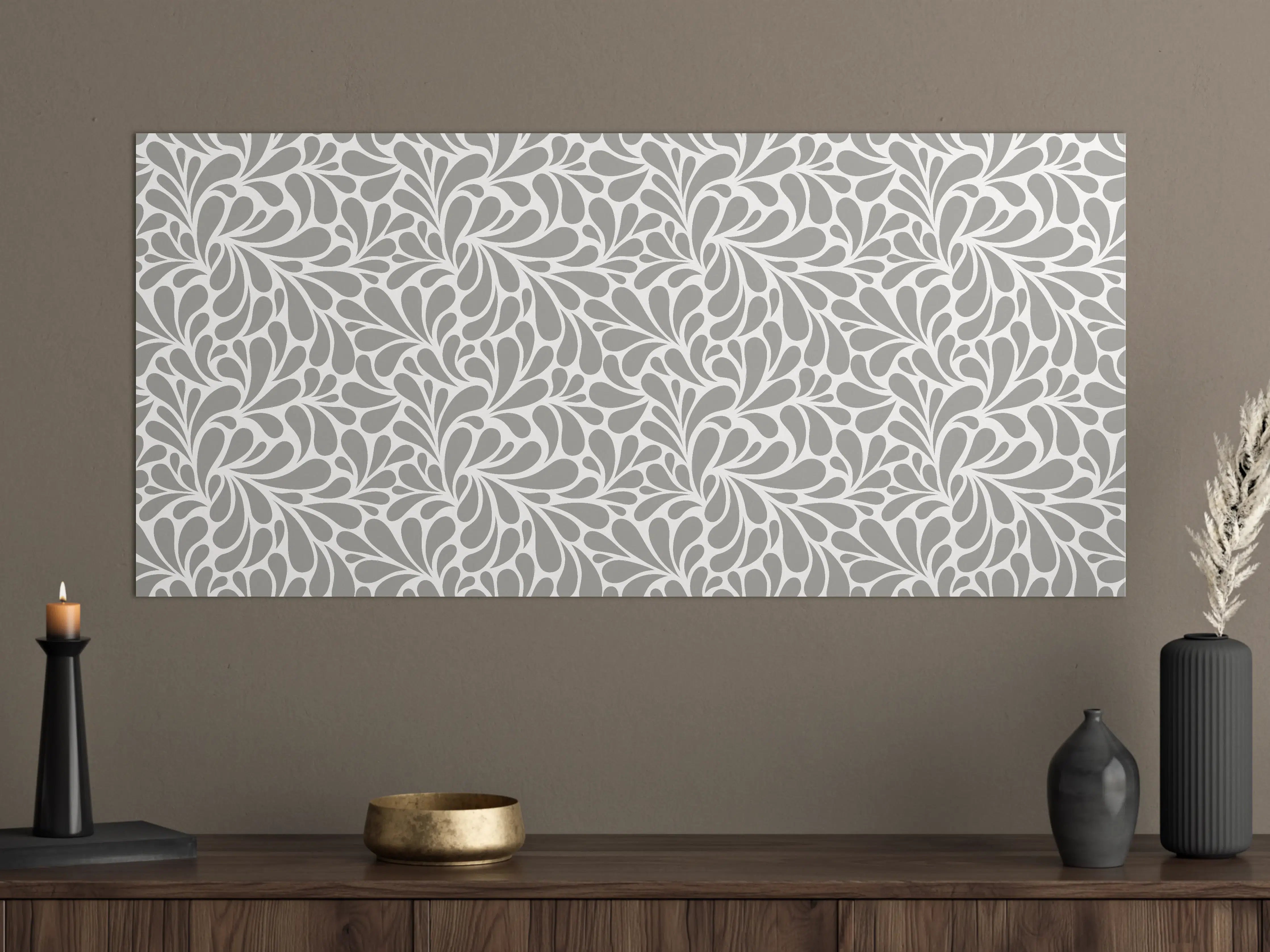 Große Wandbilder - Elegantes Graues Blättermuster