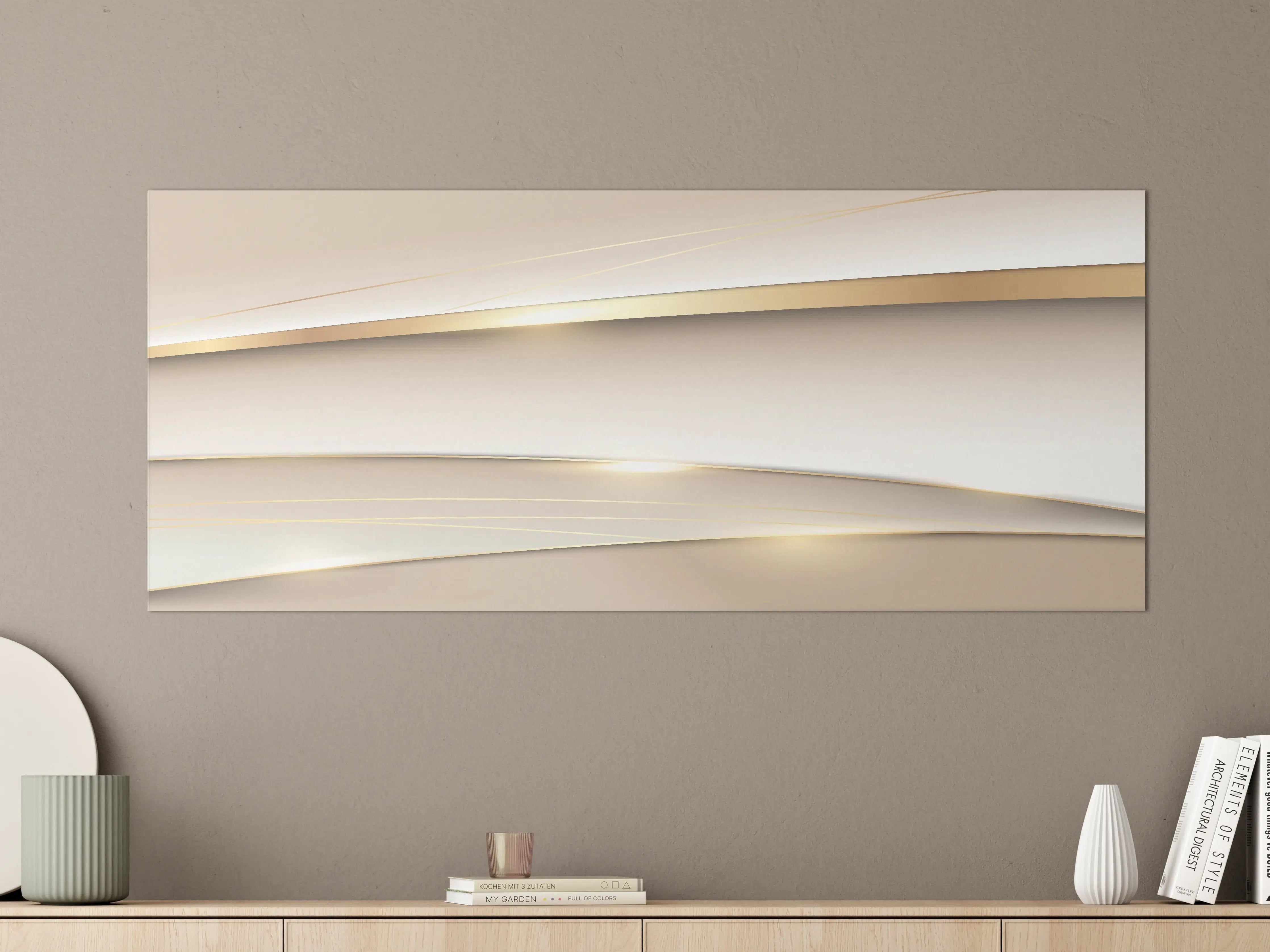 Große Wandbilder - Elegantes Weiß Gold Design
