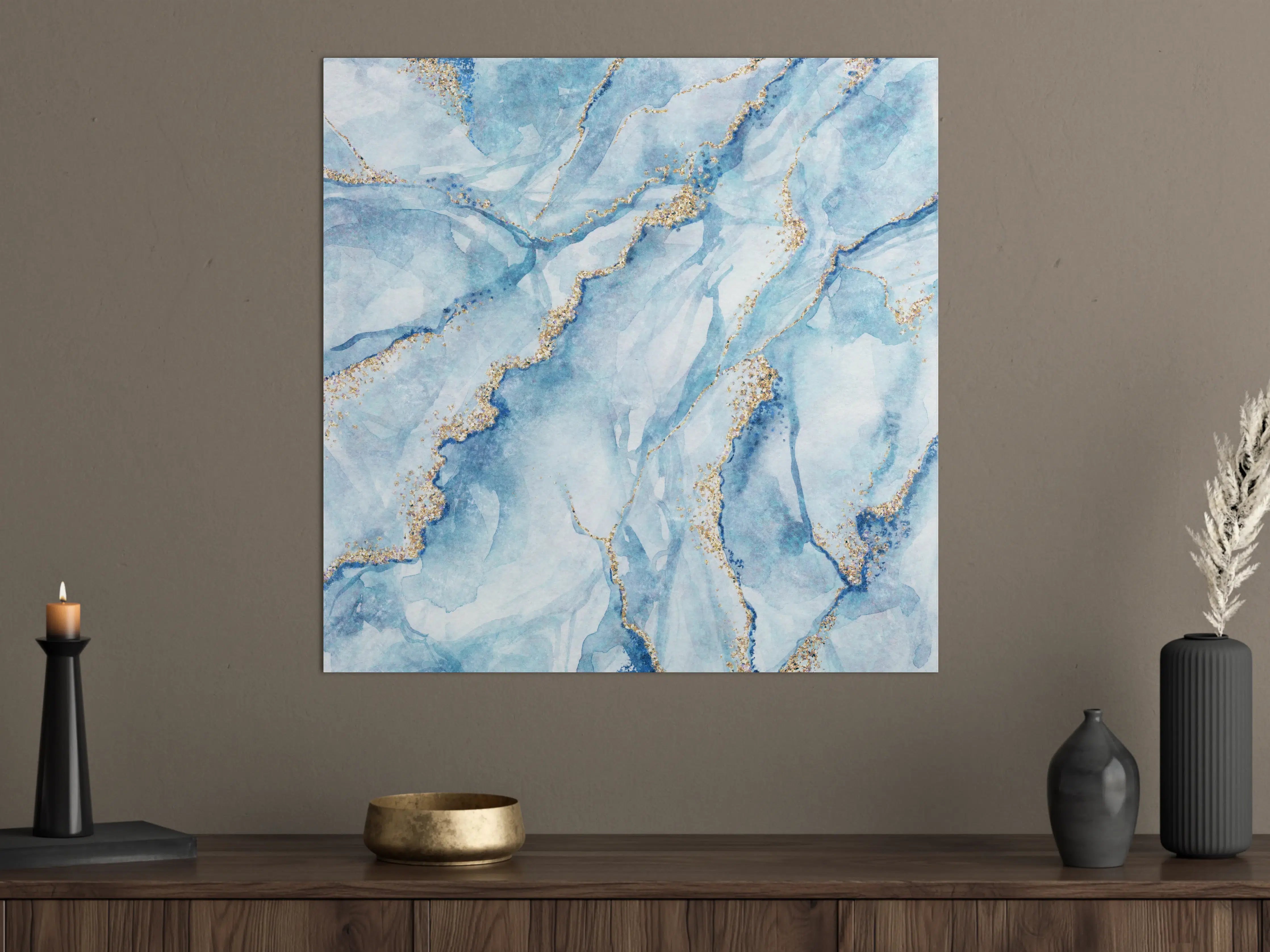 Große Wandbilder - Elegantes blauer Marmor-Design mit Goldakzenten