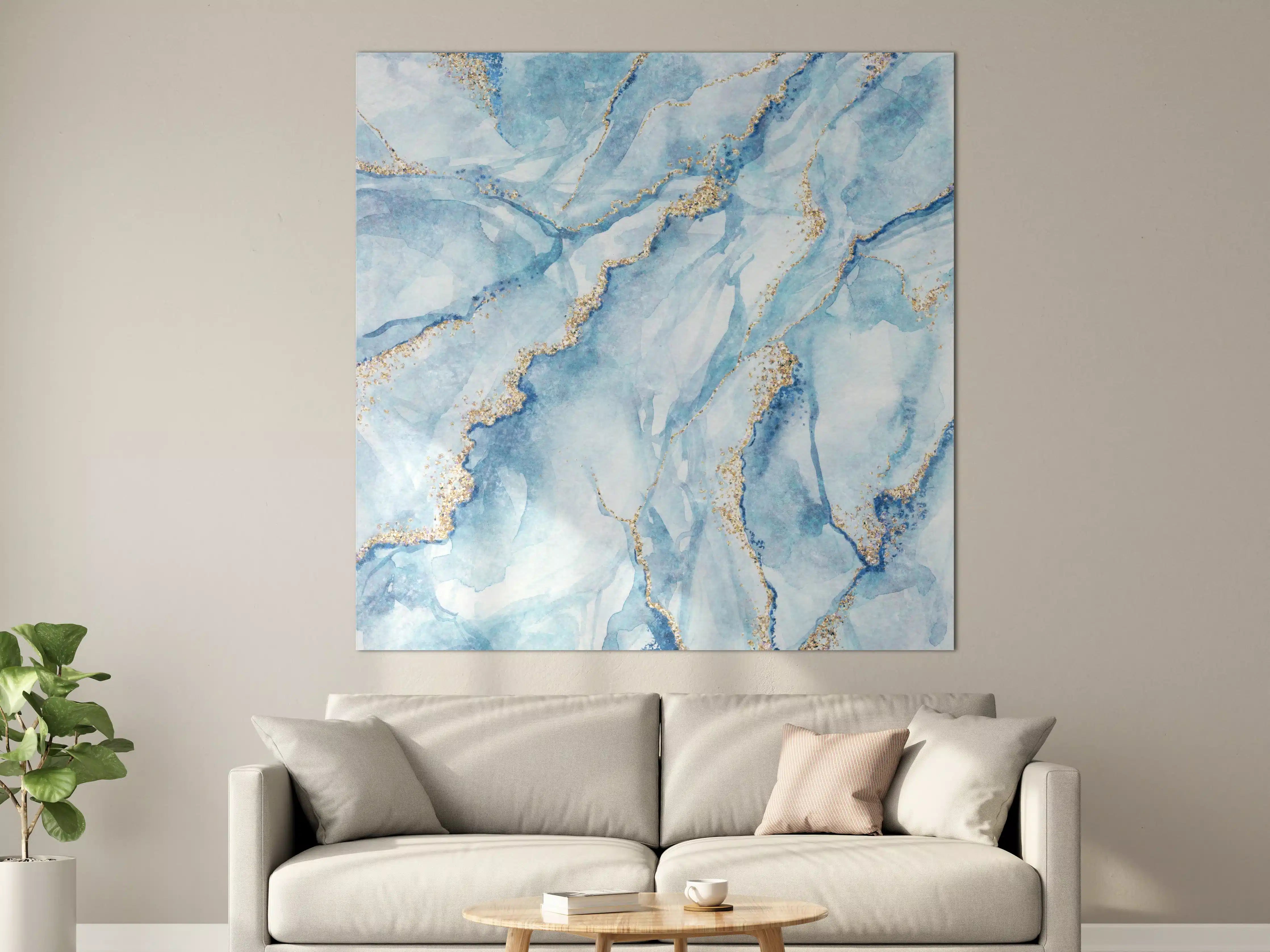 Große Wandbilder - Elegantes blauer Marmor-Design mit Goldakzenten