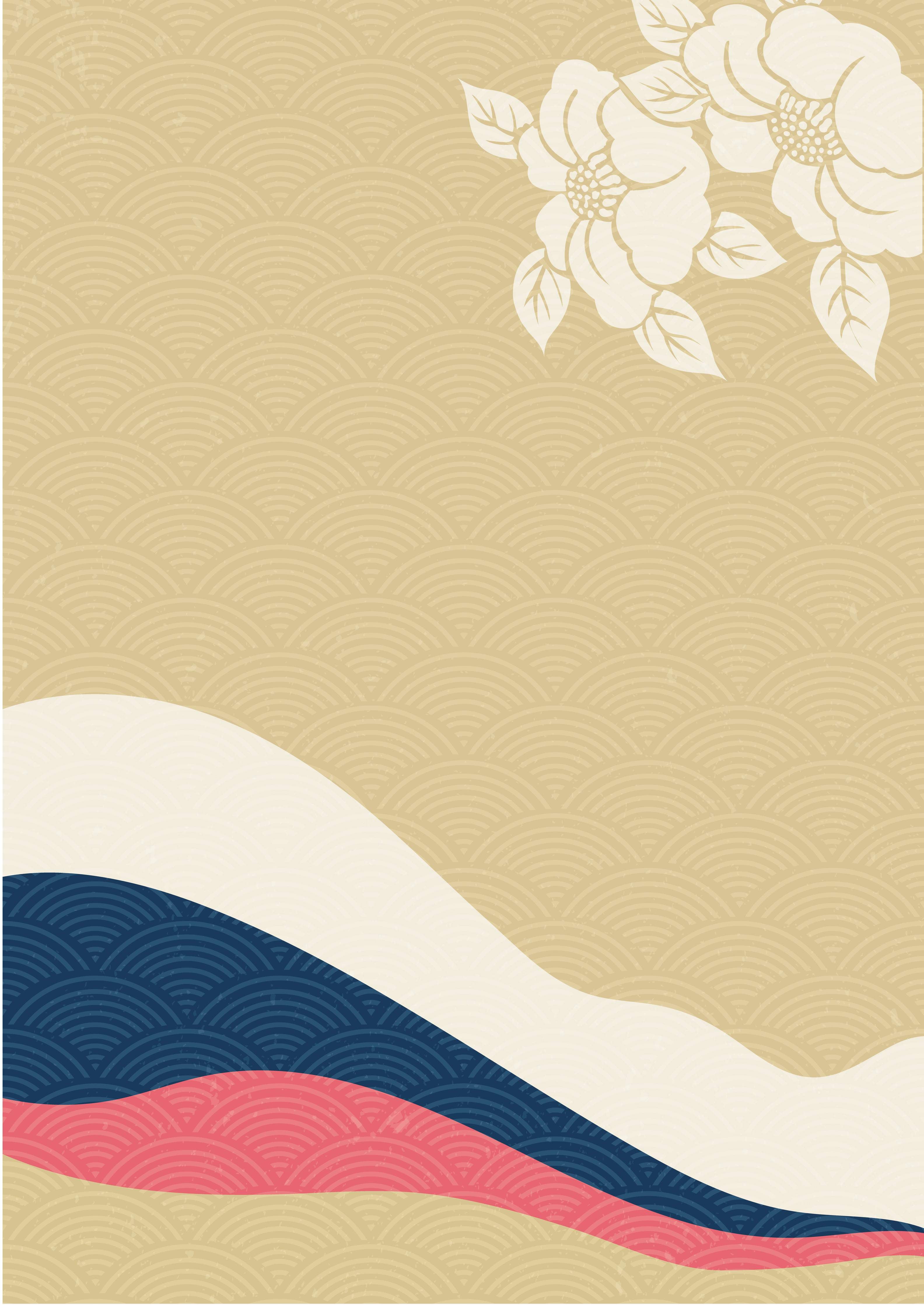 Große Wandbilder-Elegantes japanisches Wellen-Design in Beige, Blau, Weiß und Rosa