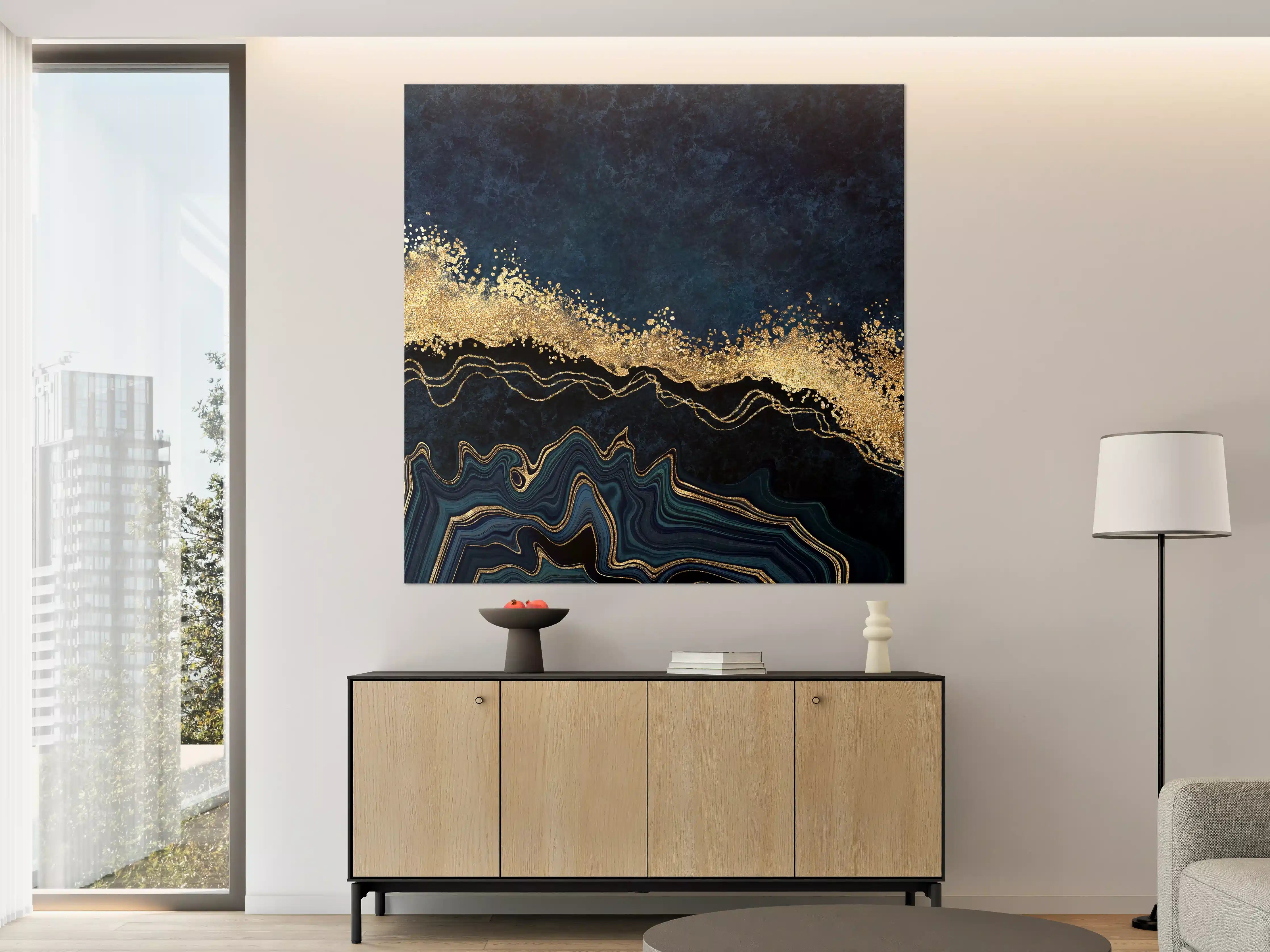 Große Wandbilder - Elegantes, dunkles Design mit goldenen Akzenten