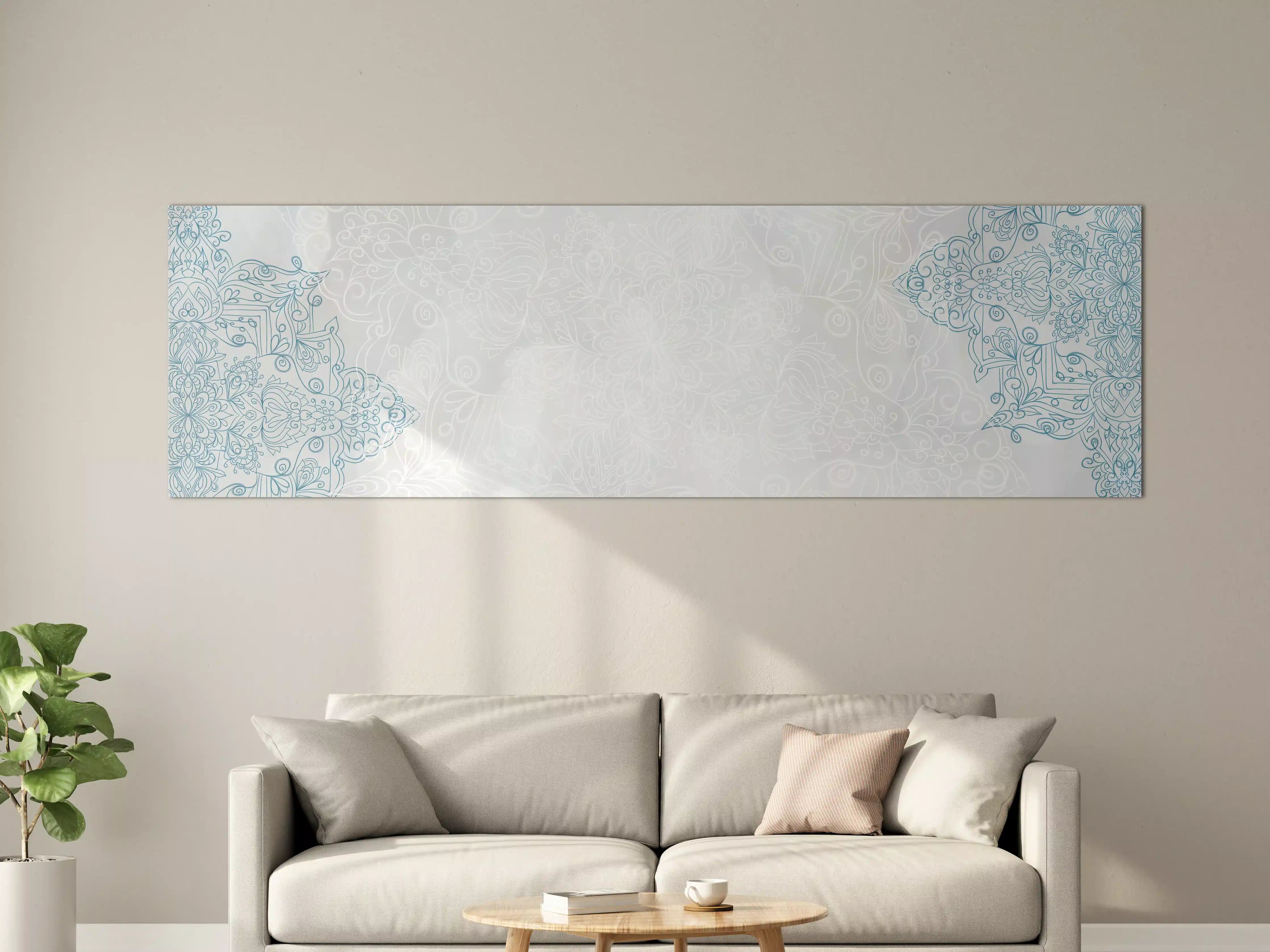 Große Wandbilder - Elegantes, helles Hintergrundbild mit dekorativen blauen Mustern