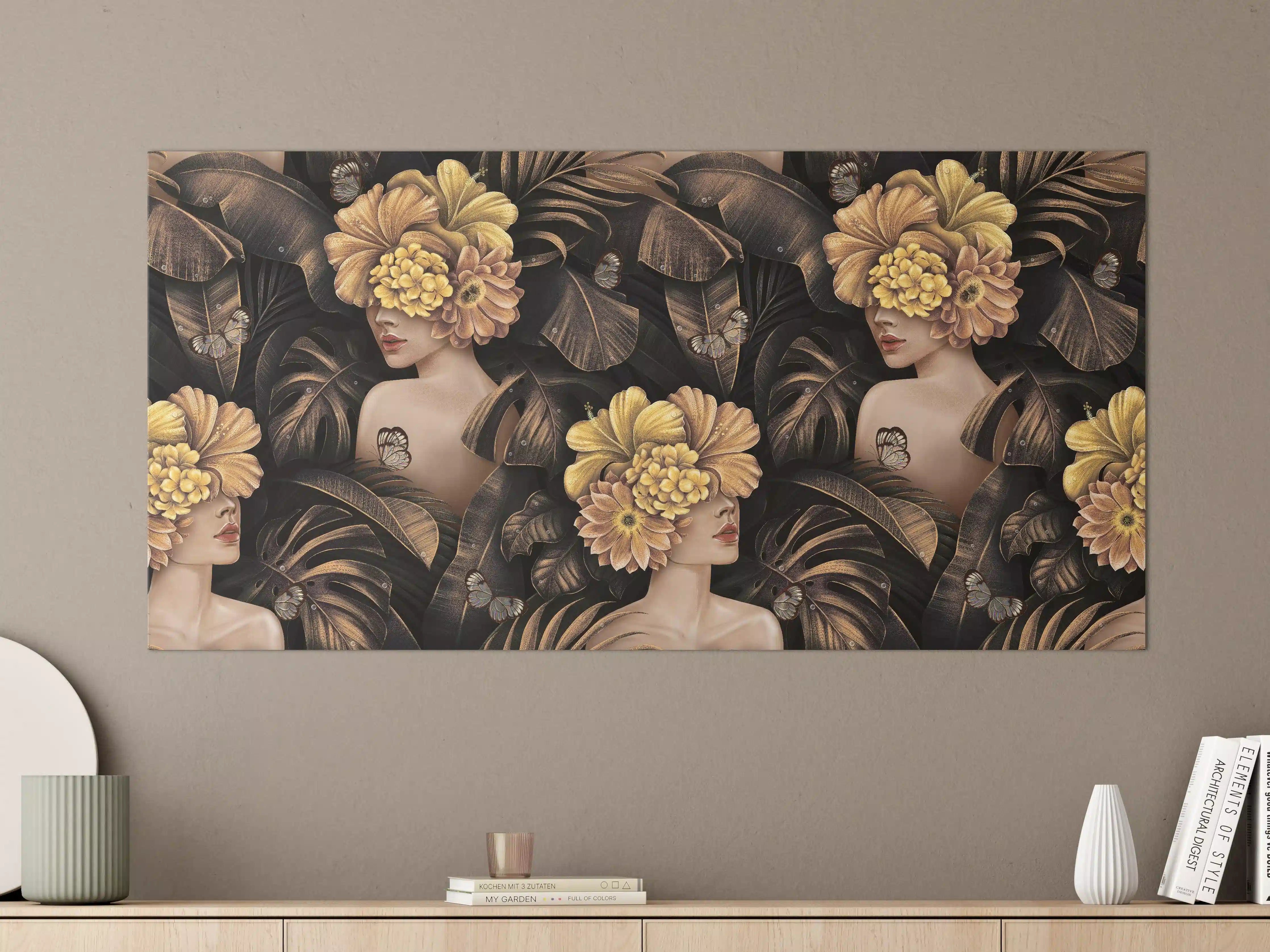 Große Wandbilder - Exotischen Frauen, Blumen Muster