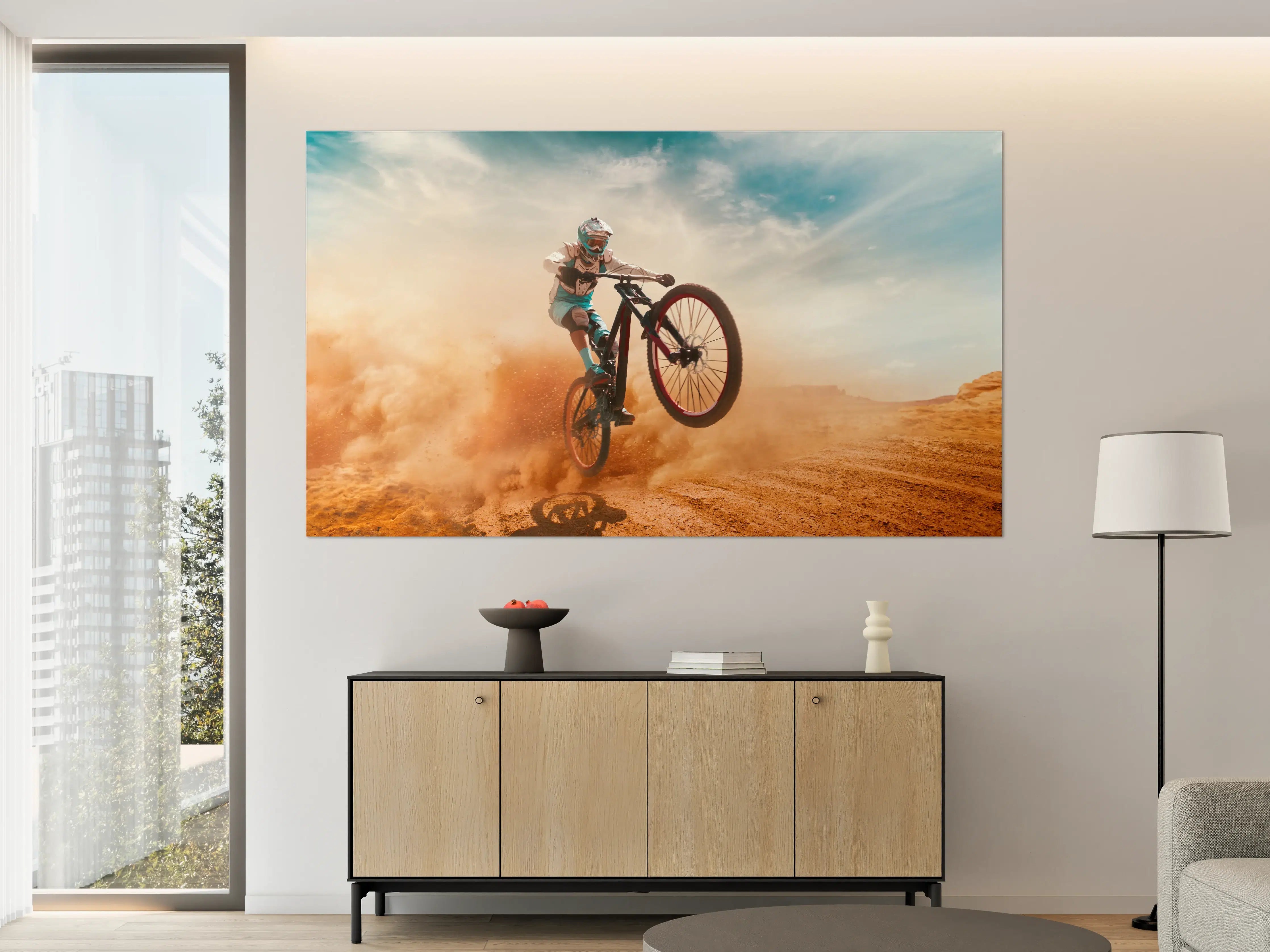 Große Wandbilder - Fahrrad Fahrer - Wüstenlandschaft