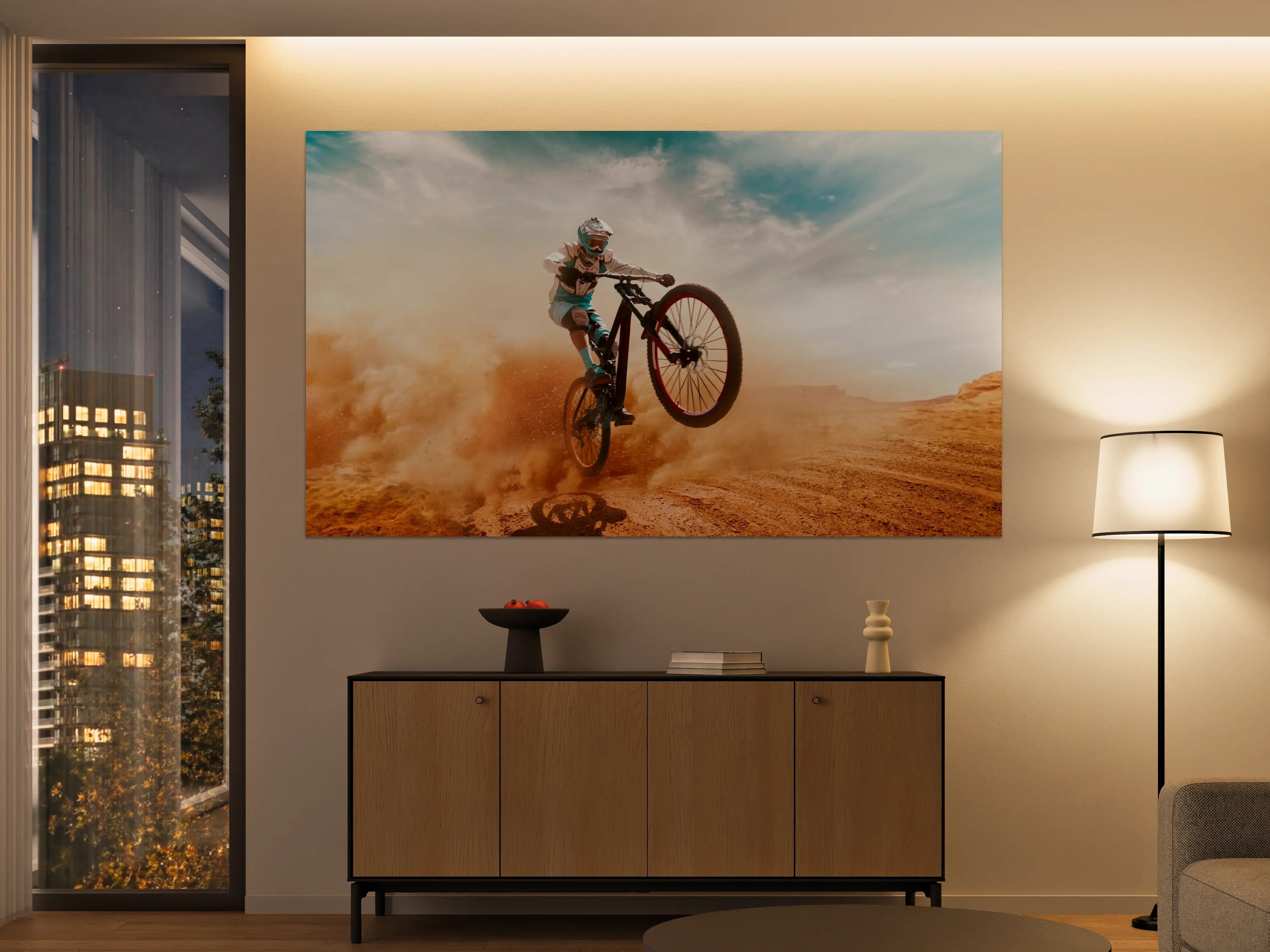 Große Wandbilder - Fahrrad Fahrer - Wüstenlandschaft