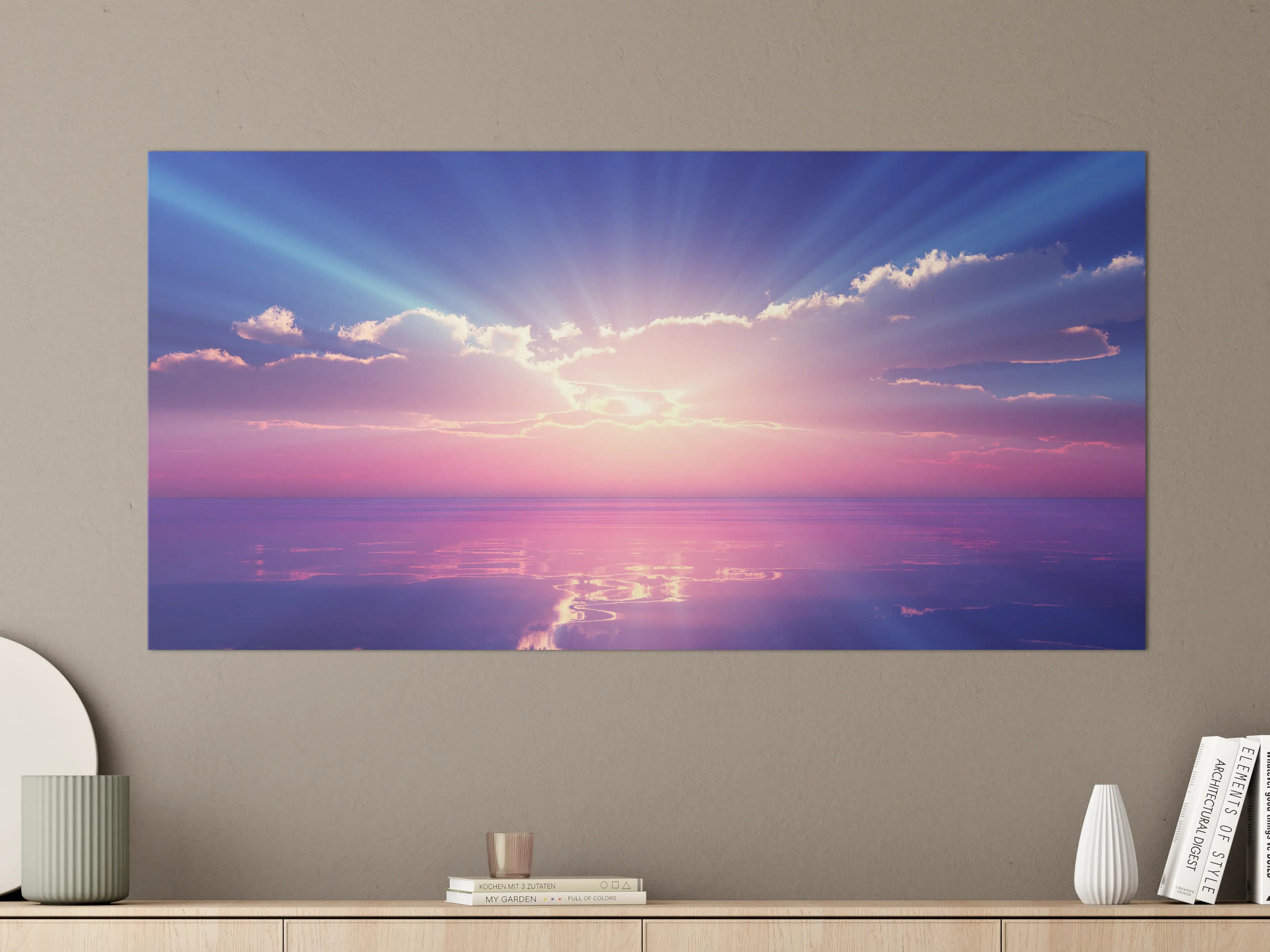Große Wandbilder - Fantasievoller Sonnenuntergang über dem Meer
