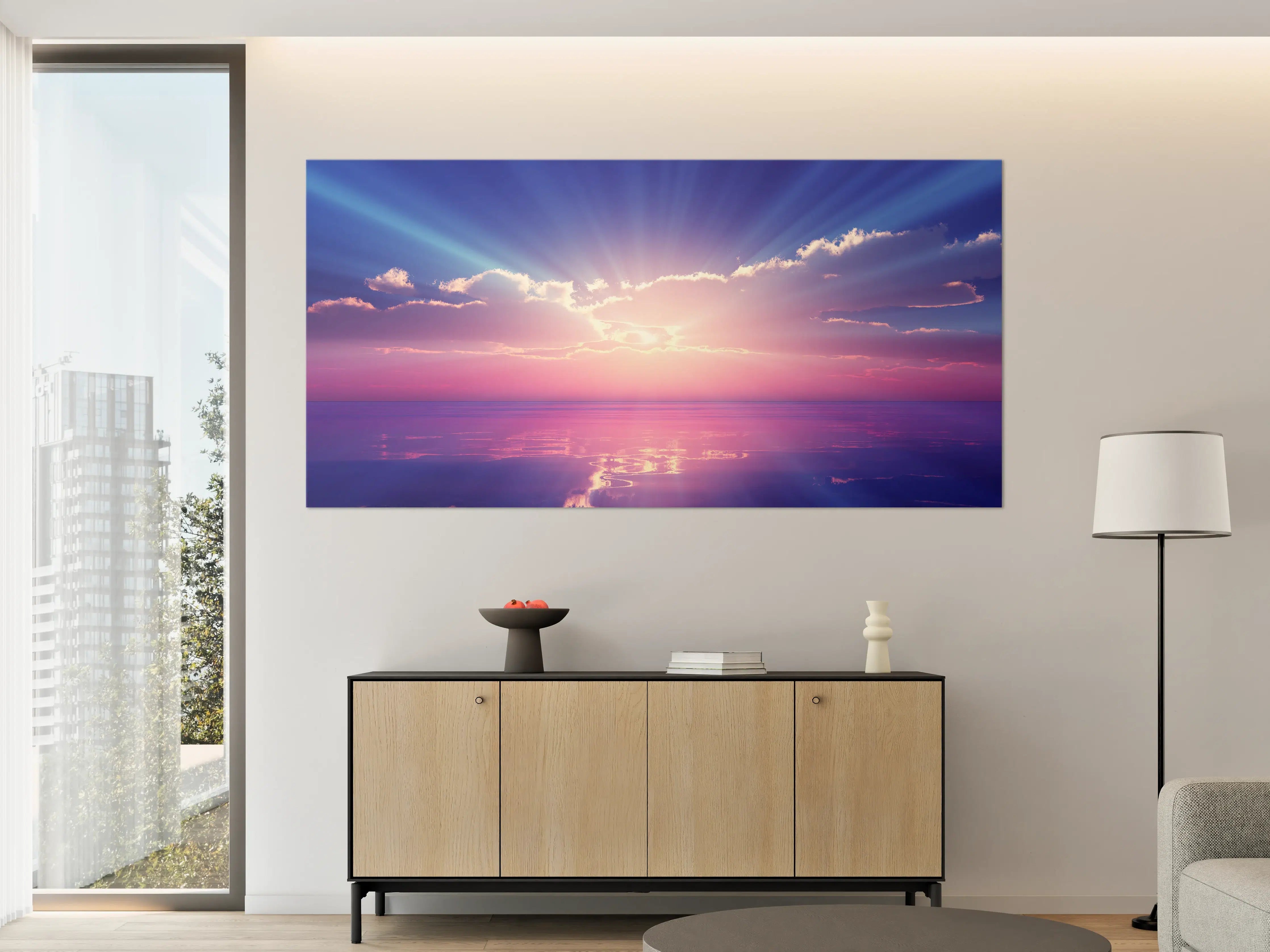 Große Wandbilder - Fantasievoller Sonnenuntergang über dem Meer
