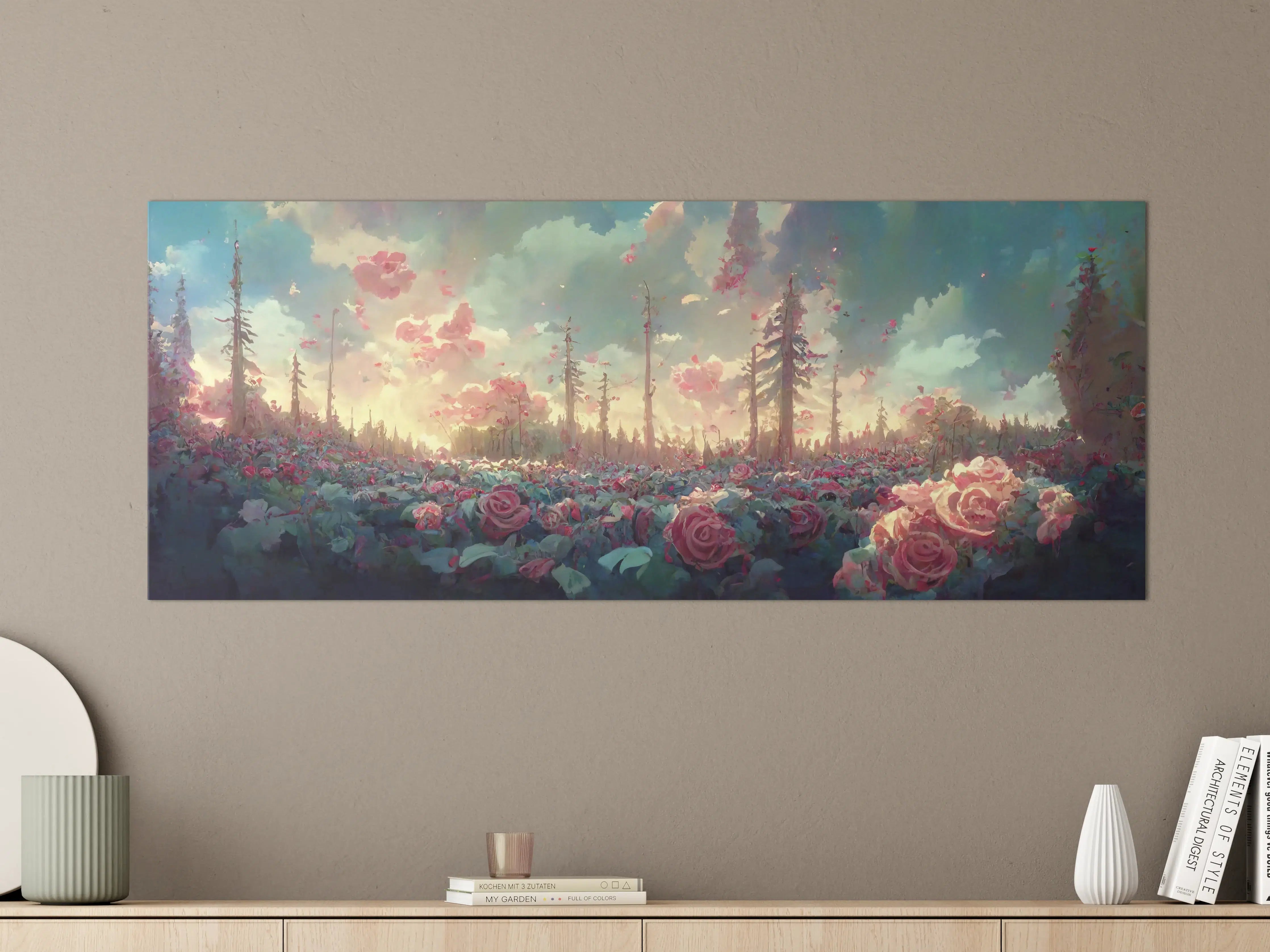 Große Wandbilder - Fantastische Dämmerungsrosenwelt