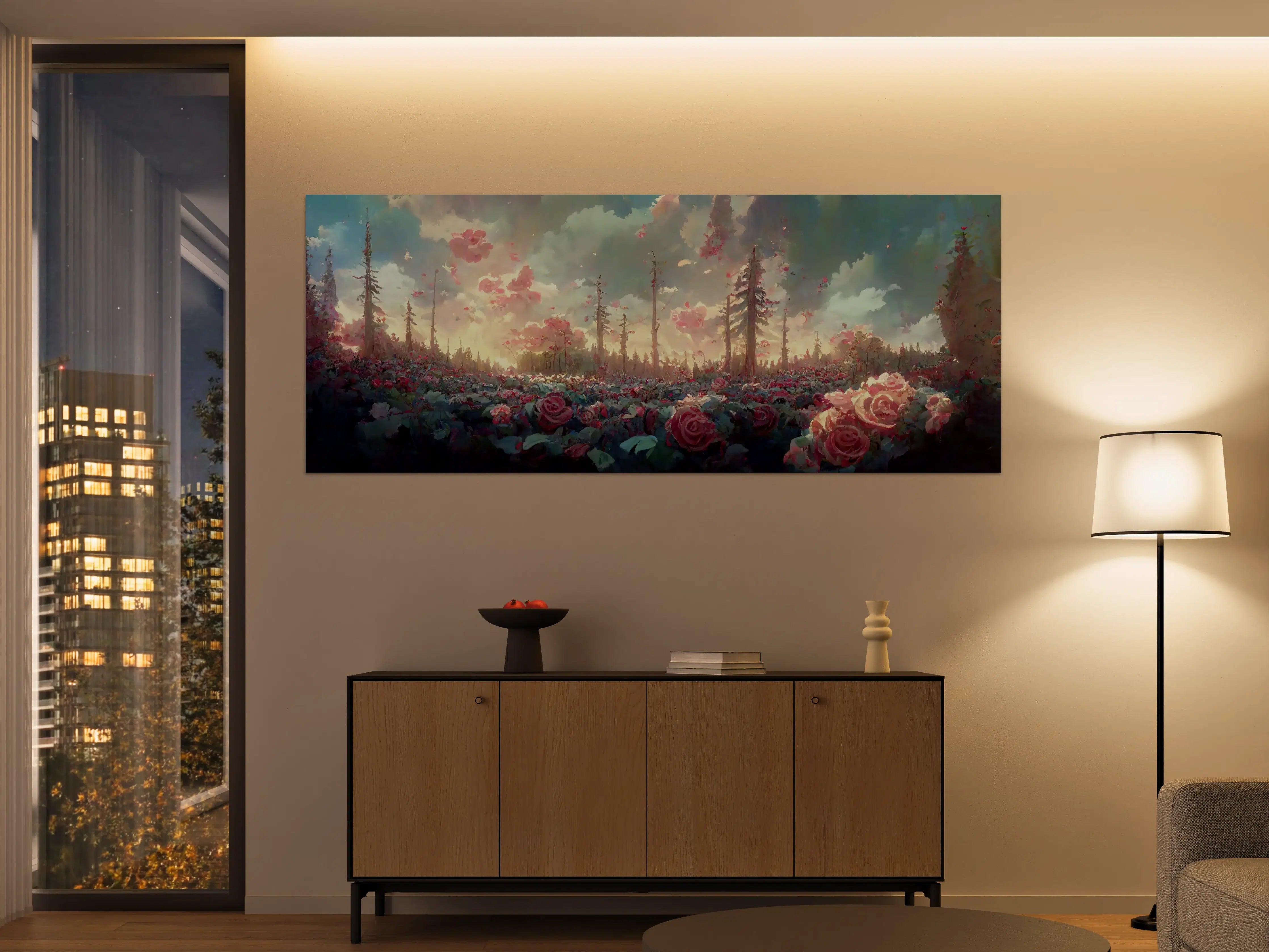 Große Wandbilder - Fantastische Dämmerungsrosenwelt