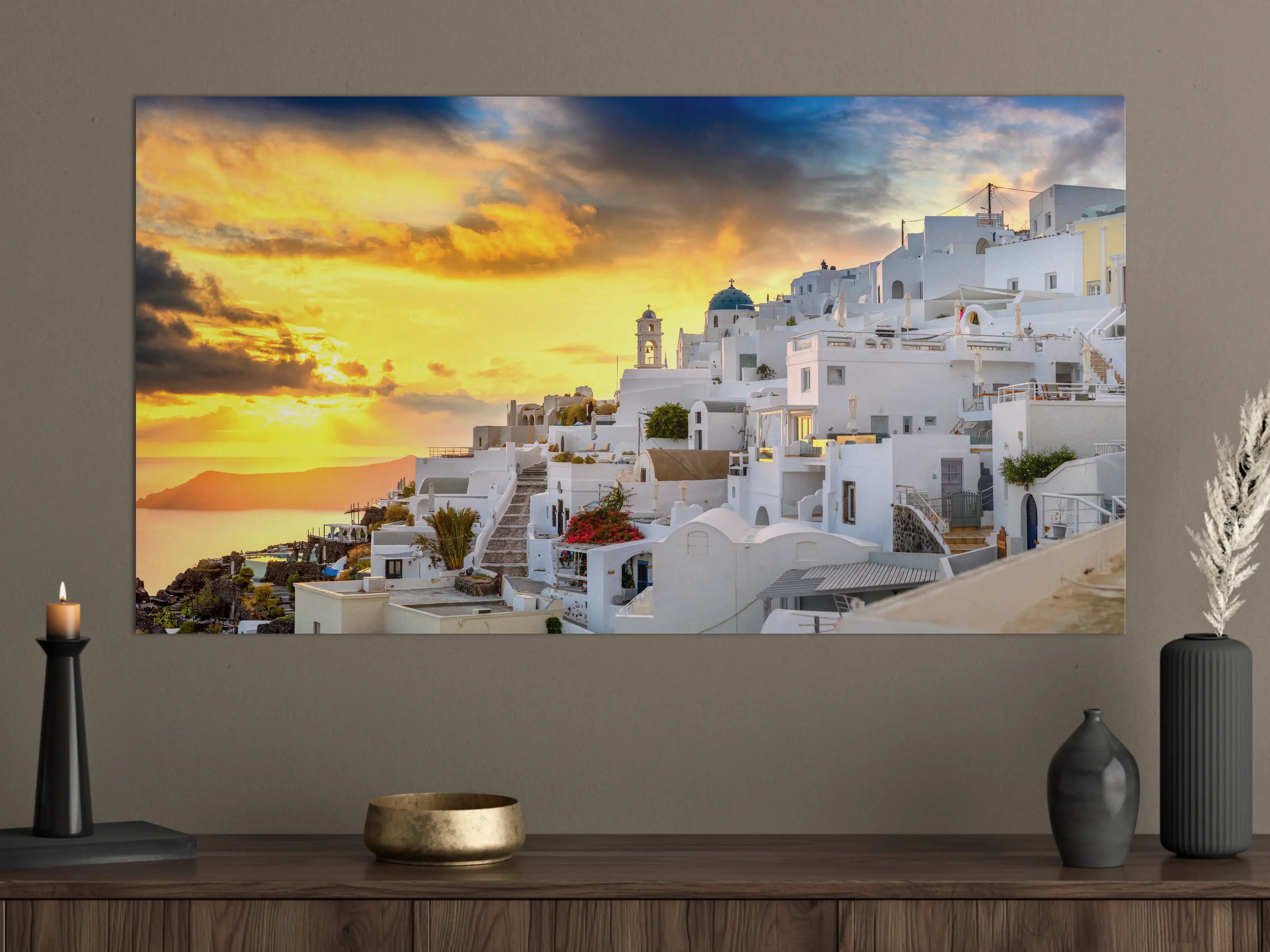 Große Wandbilder - Fantastischer Sonnenuntergang in Santorini - Griechenland