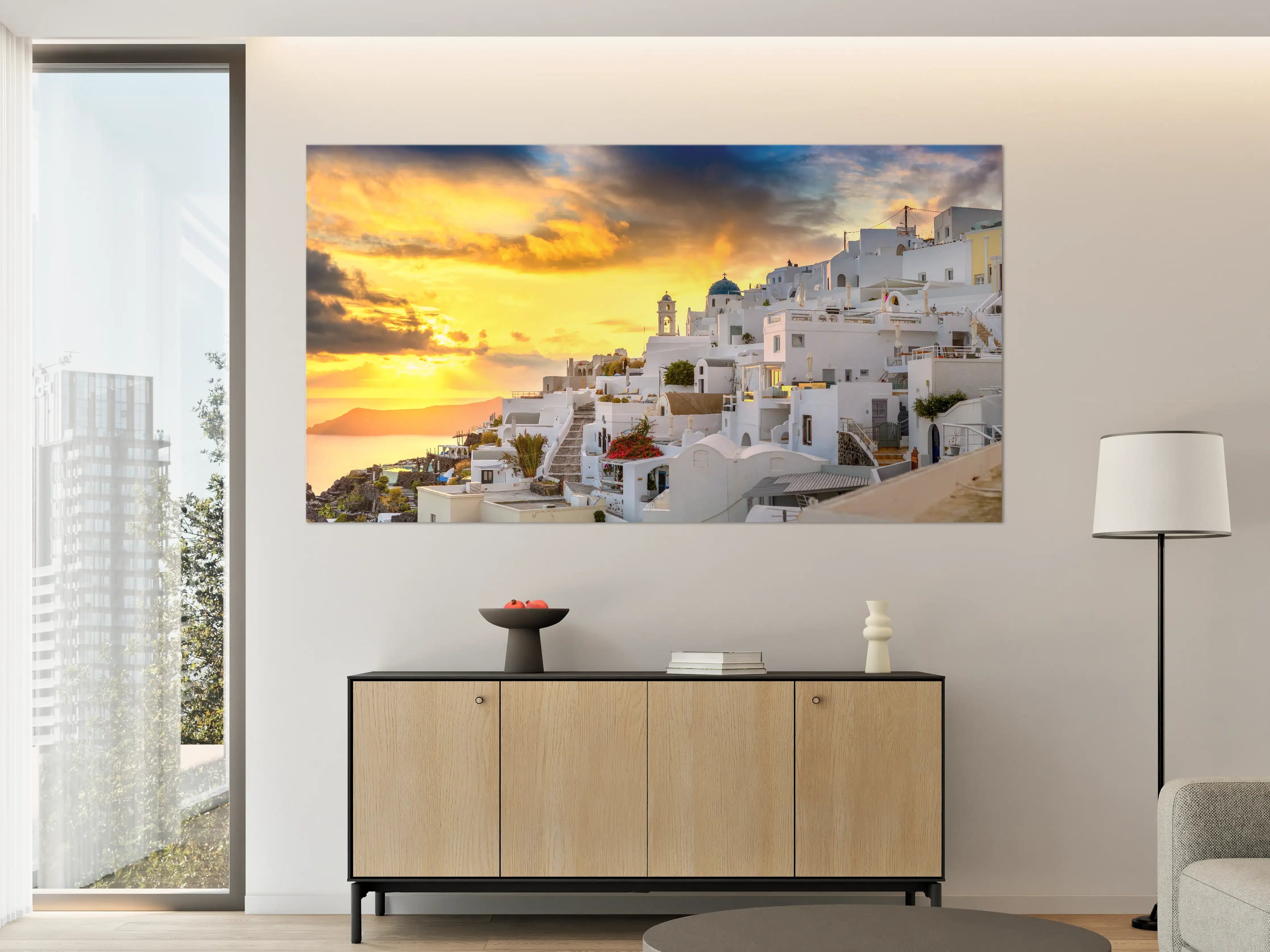 Große Wandbilder - Fantastischer Sonnenuntergang in Santorini - Griechenland