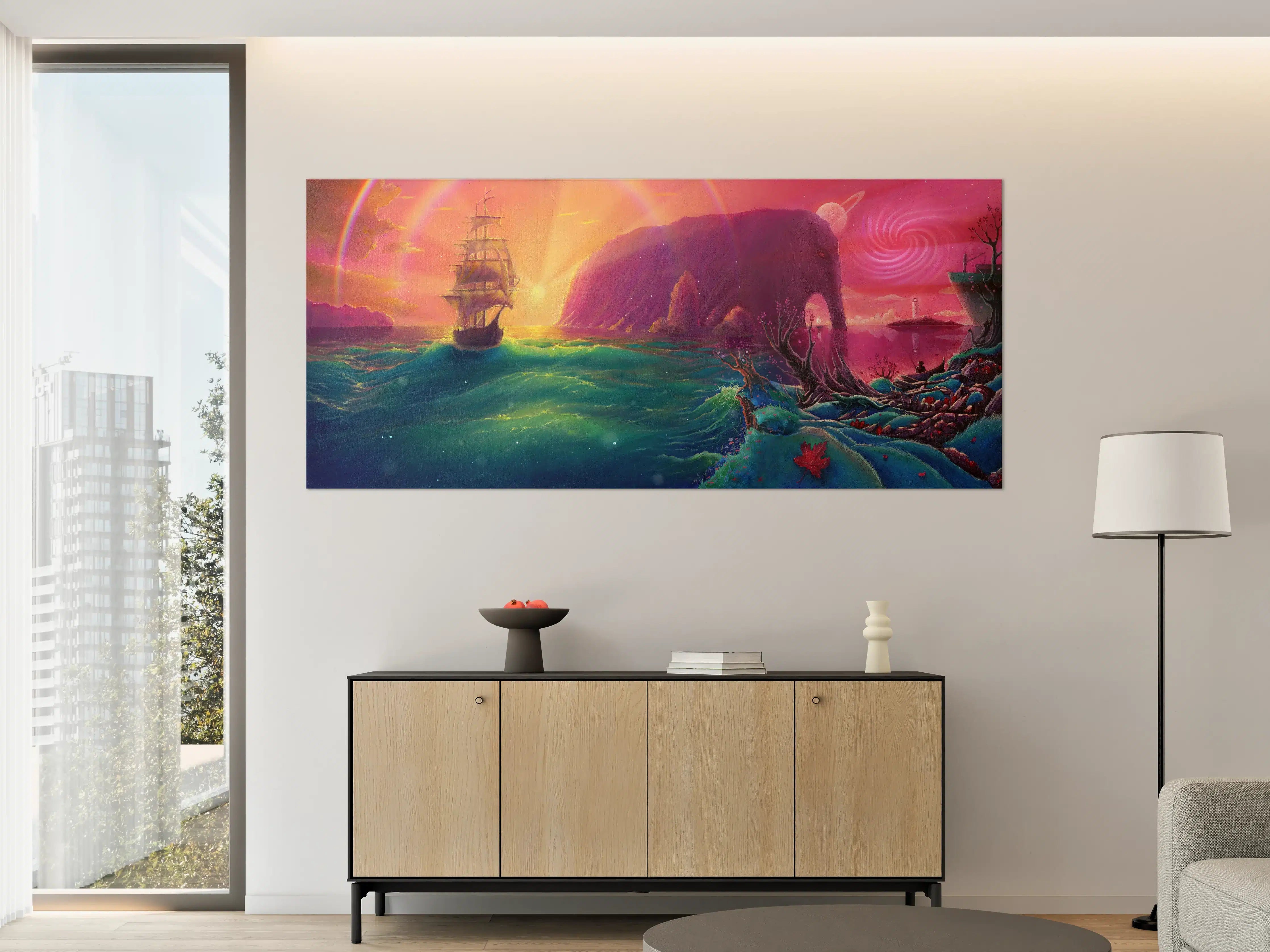 Große Wandbilder - Fantasy Ölgemälde-Sonnenuntergang Meer