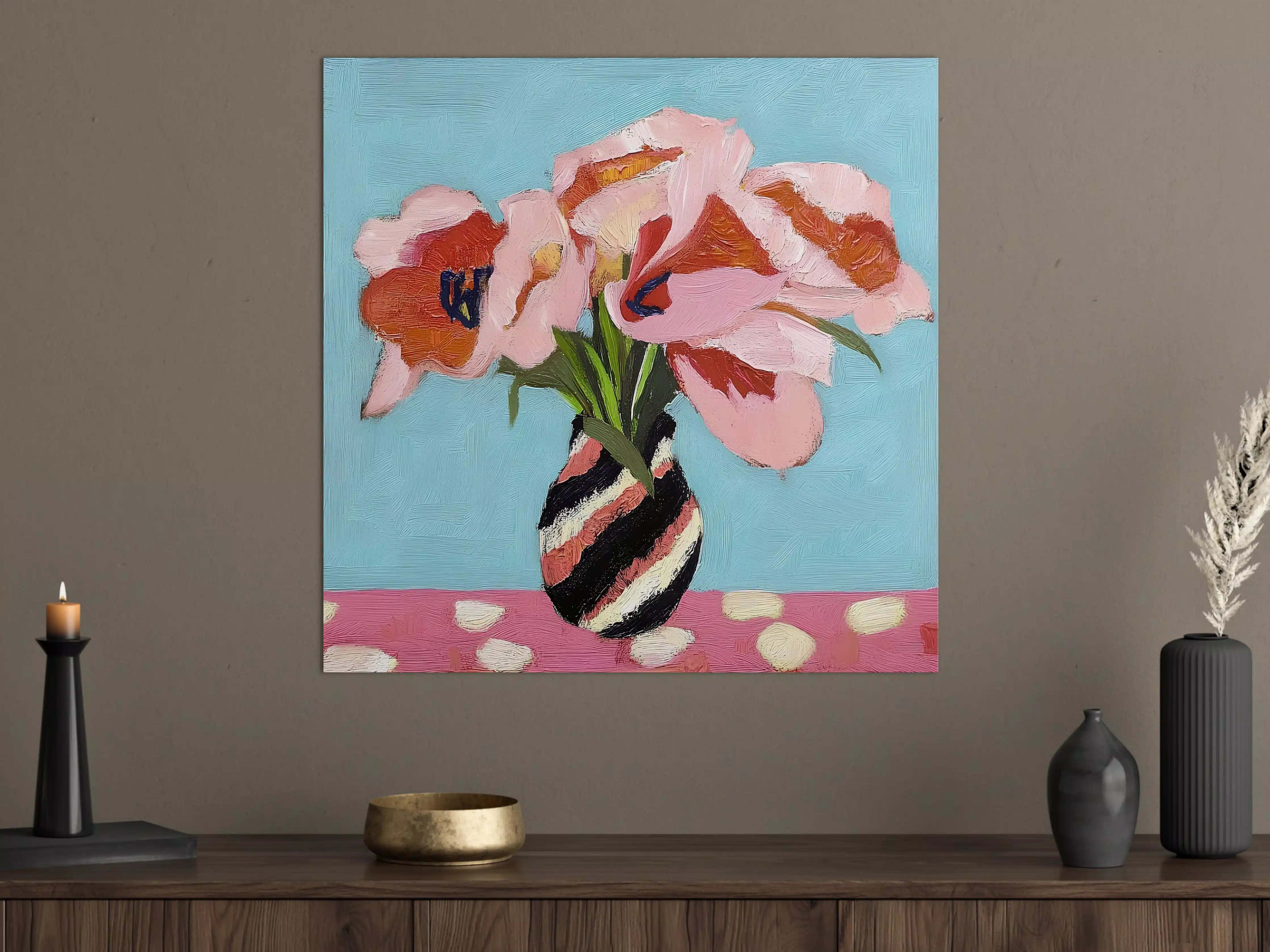 Große Wandbilder - Farbenfrohe Blumen in Vase