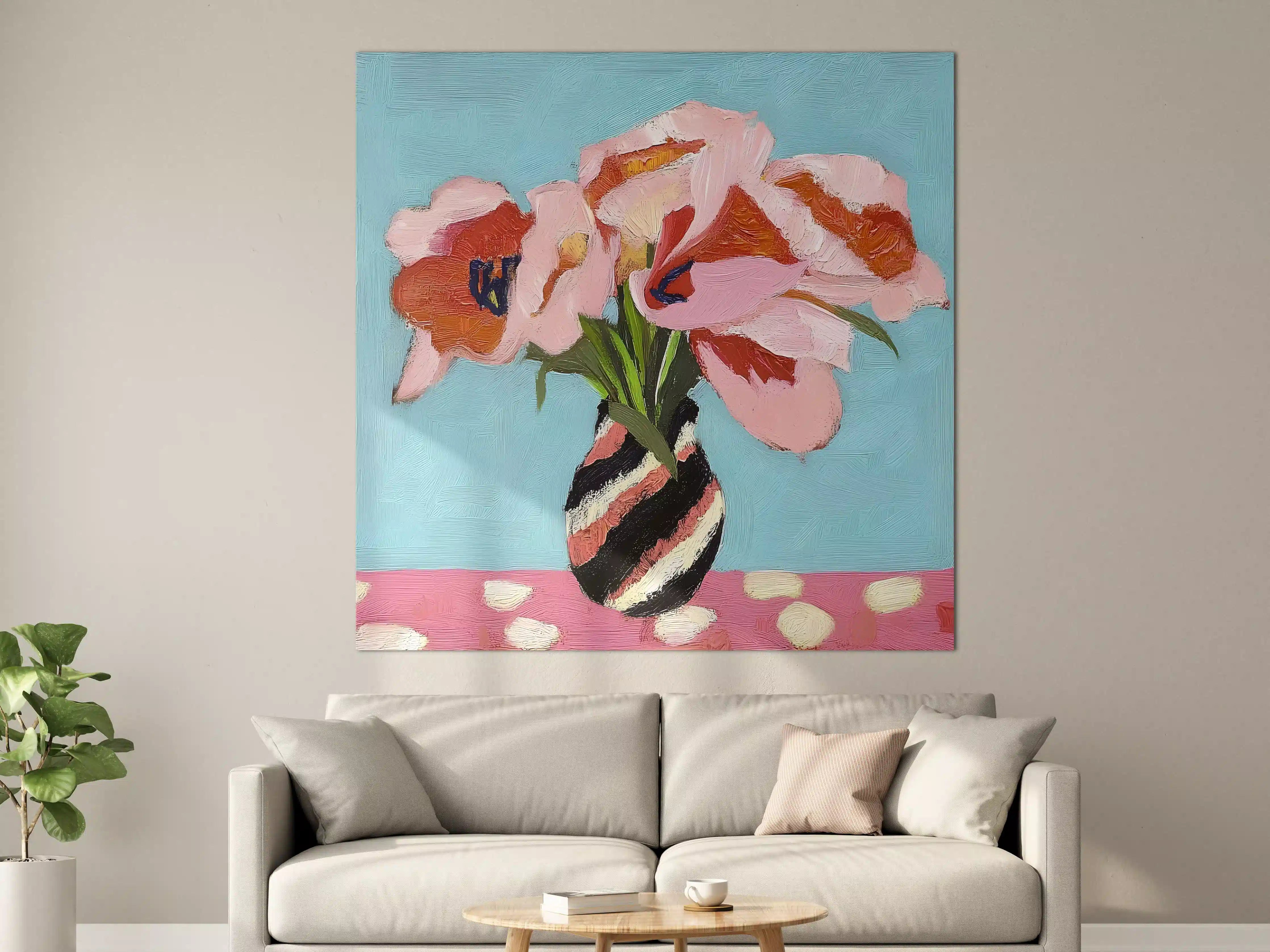 Große Wandbilder - Farbenfrohe Blumen in Vase