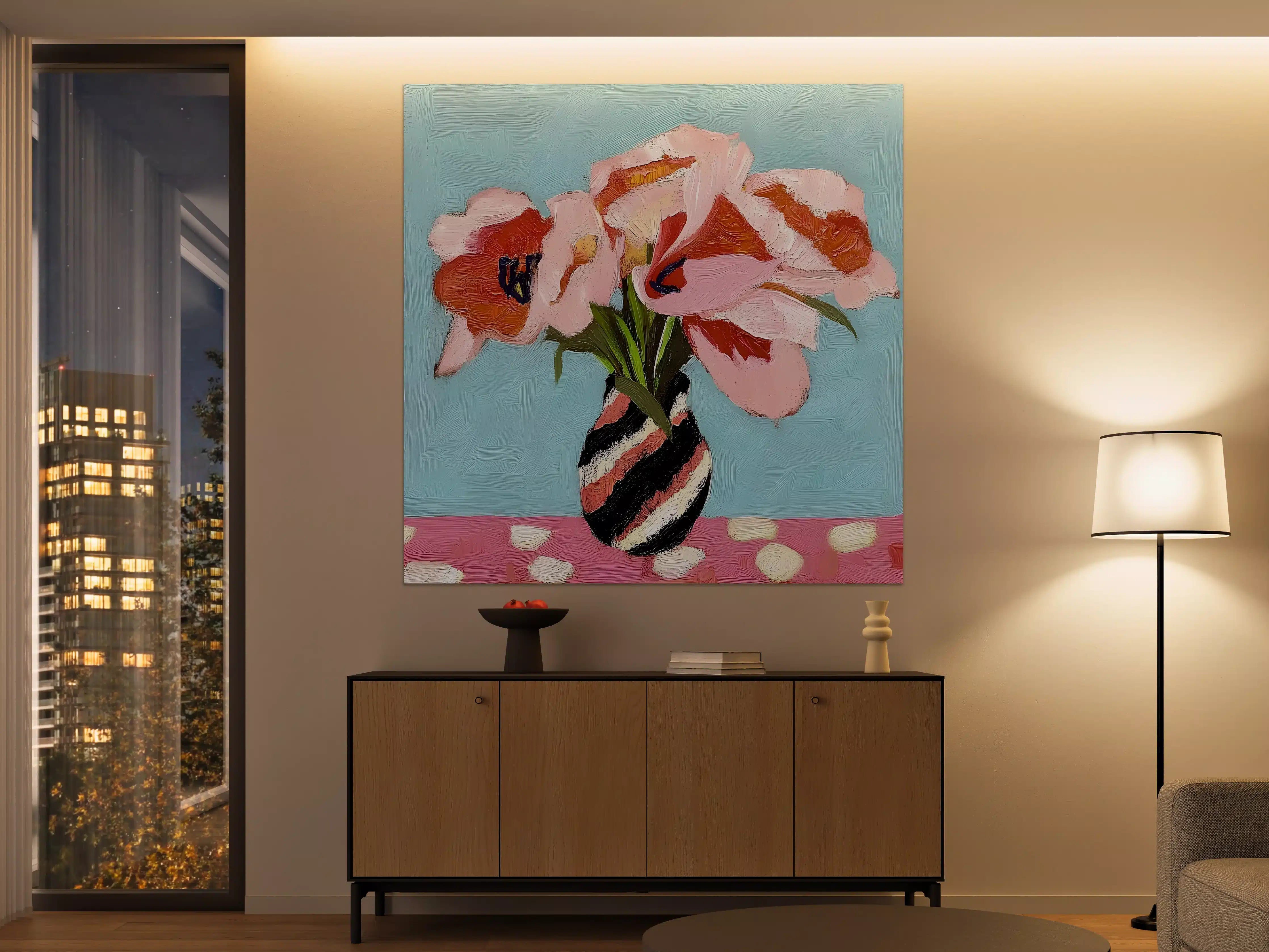 Große Wandbilder - Farbenfrohe Blumen in Vase