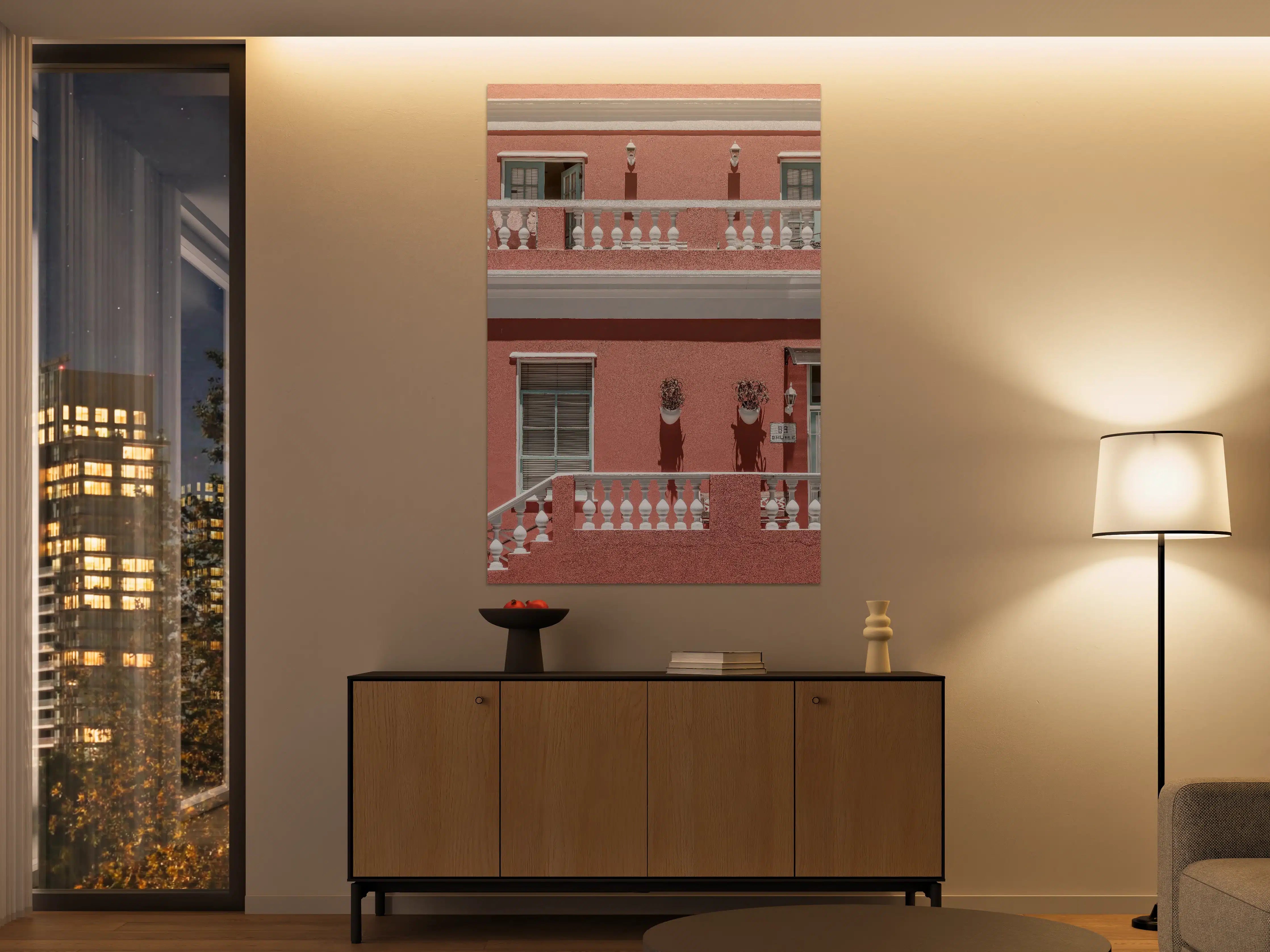 Große Wandbilder - Farbenfrohe Hausfassade Pink