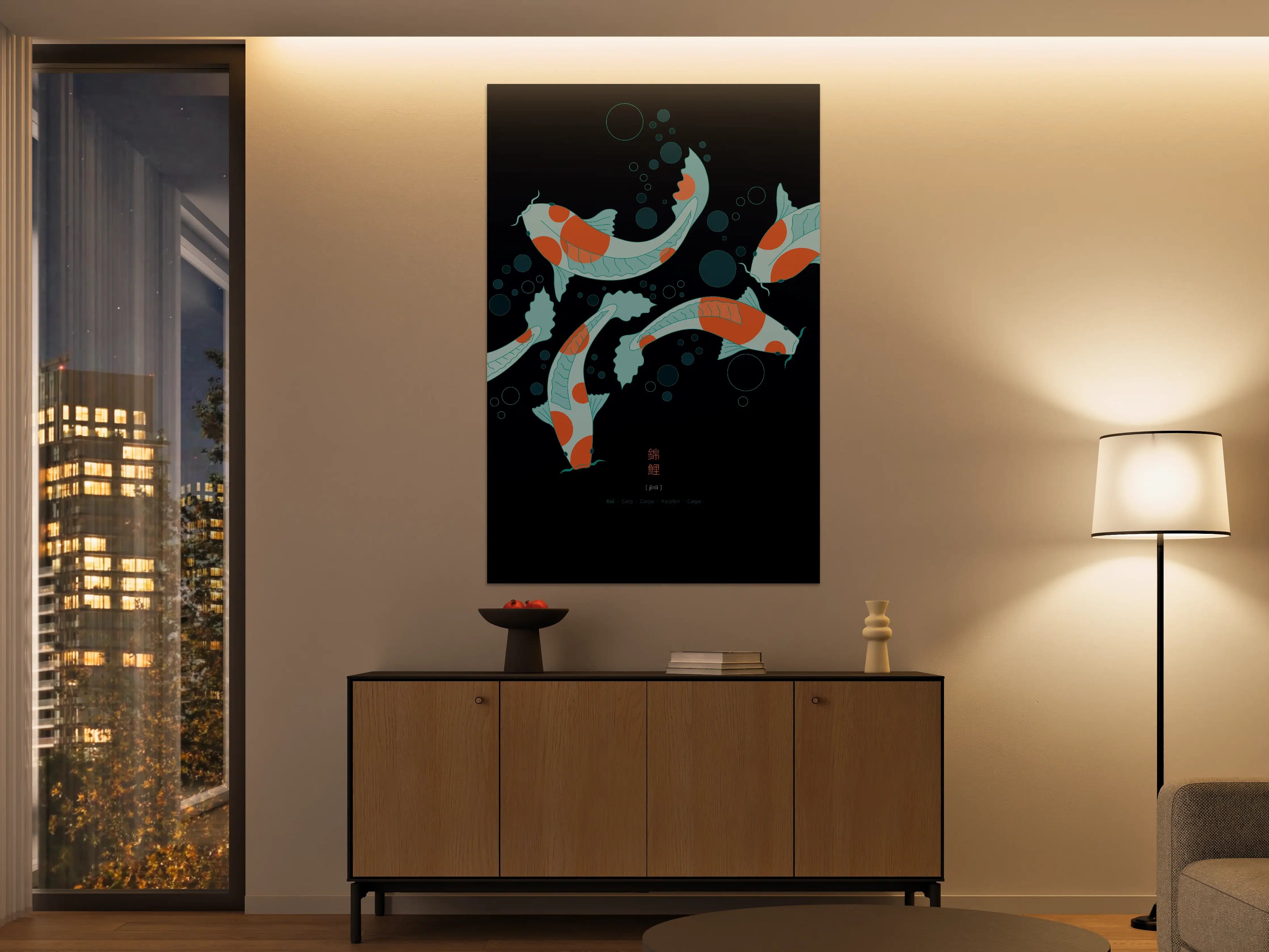 Große Wandbilder - Farbenfrohe Koi-Karpfen im Wasser