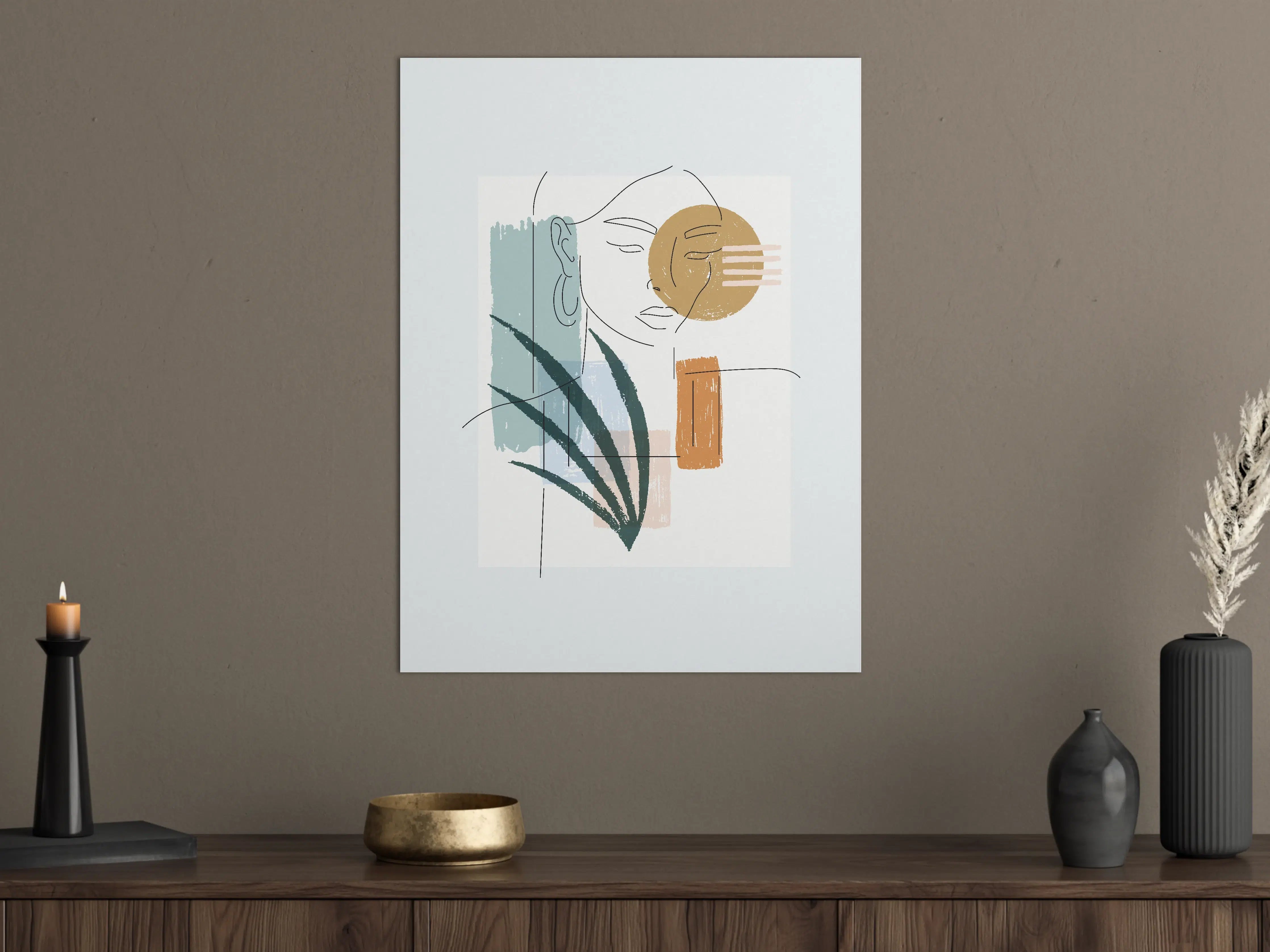 Große Wandbilder - Farbenfrohe Linienkunst Figur