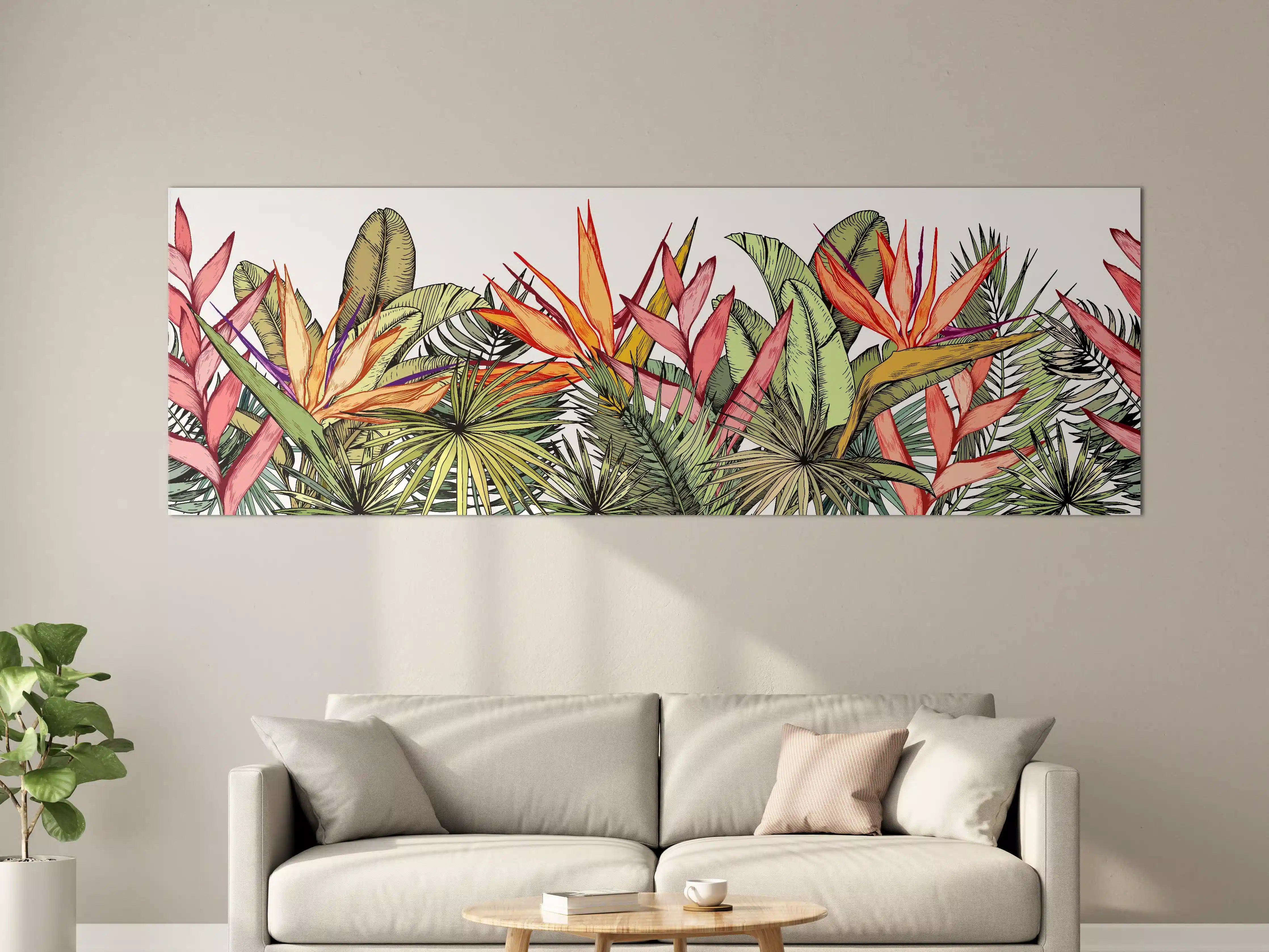 Große Wandbilder - Farbenfroher Pflanzen-Print