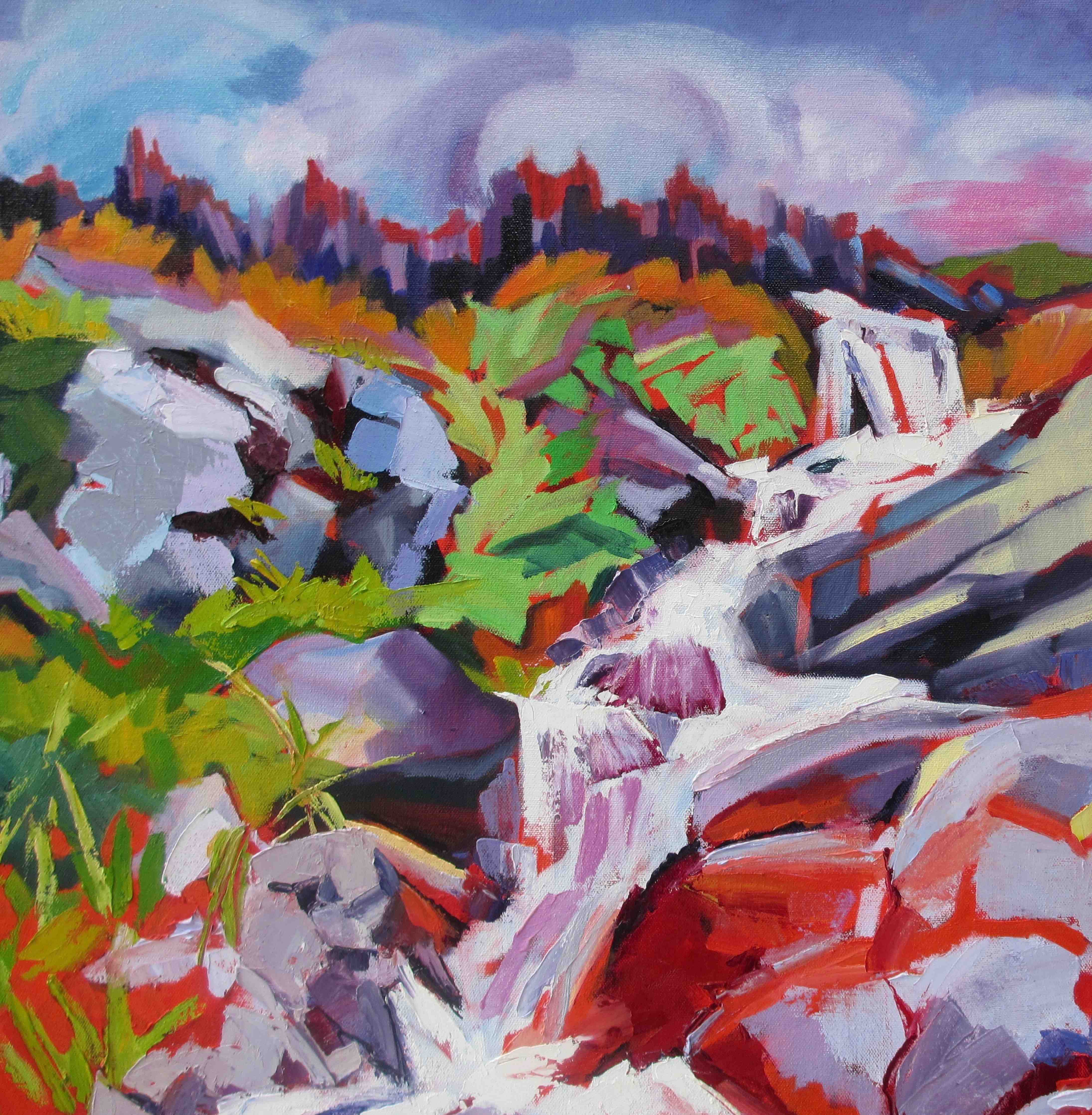 Große Wandbilder-Farbenfroher Wasserfall in Landschaft